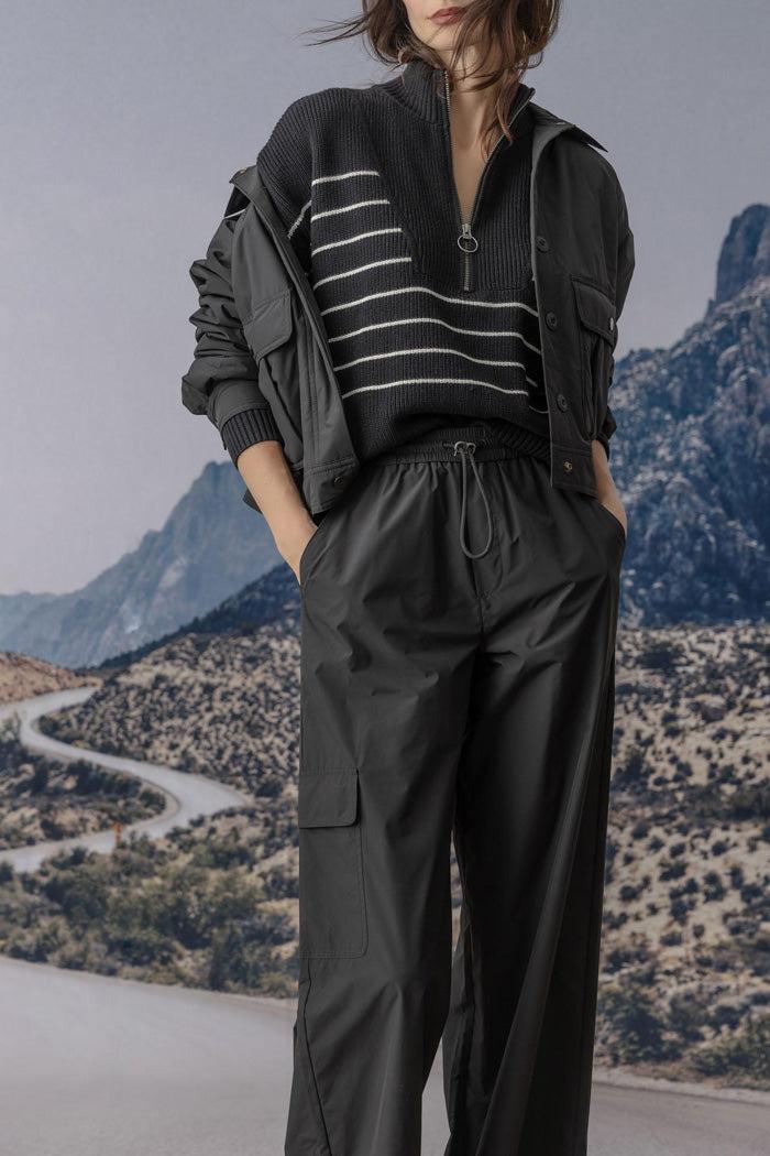 Striped Zip Front Sweater Product Image