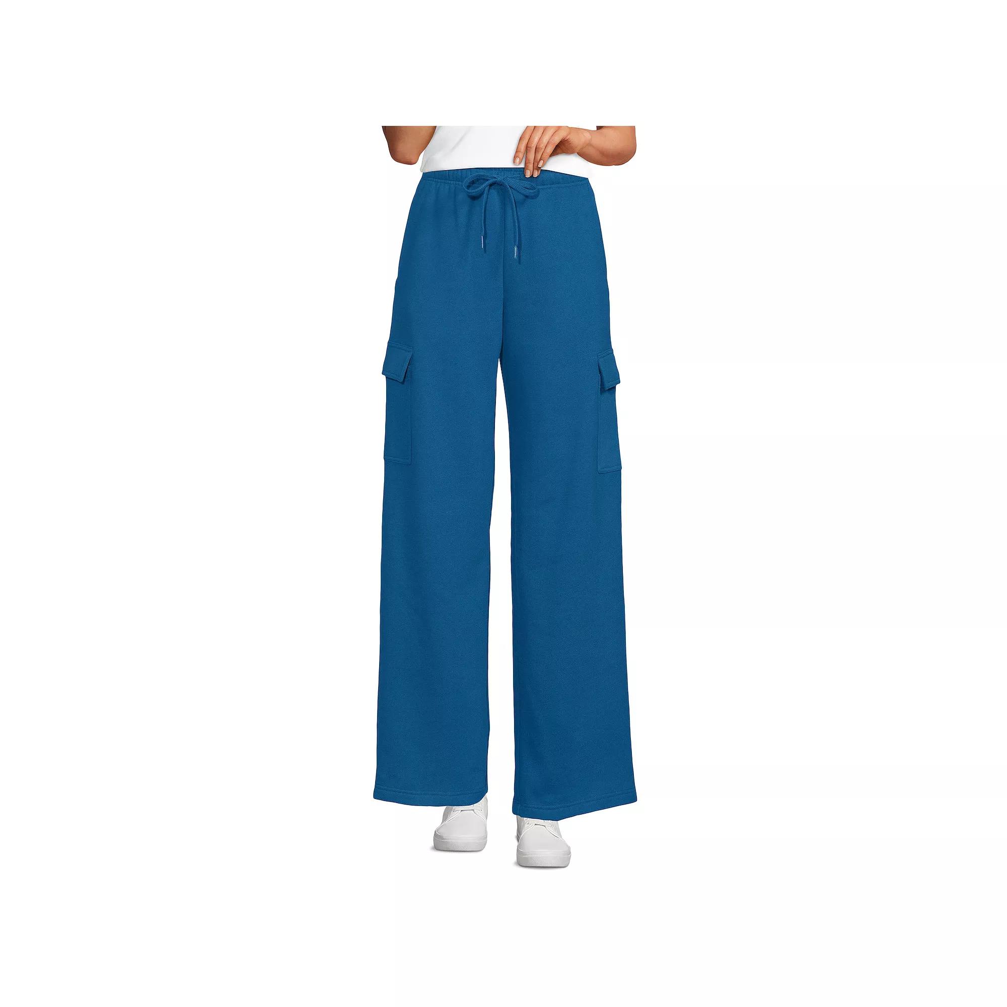 Women's Lands' End Serious Sweats High Rise Wide Leg Cargo Pants,  Product Image