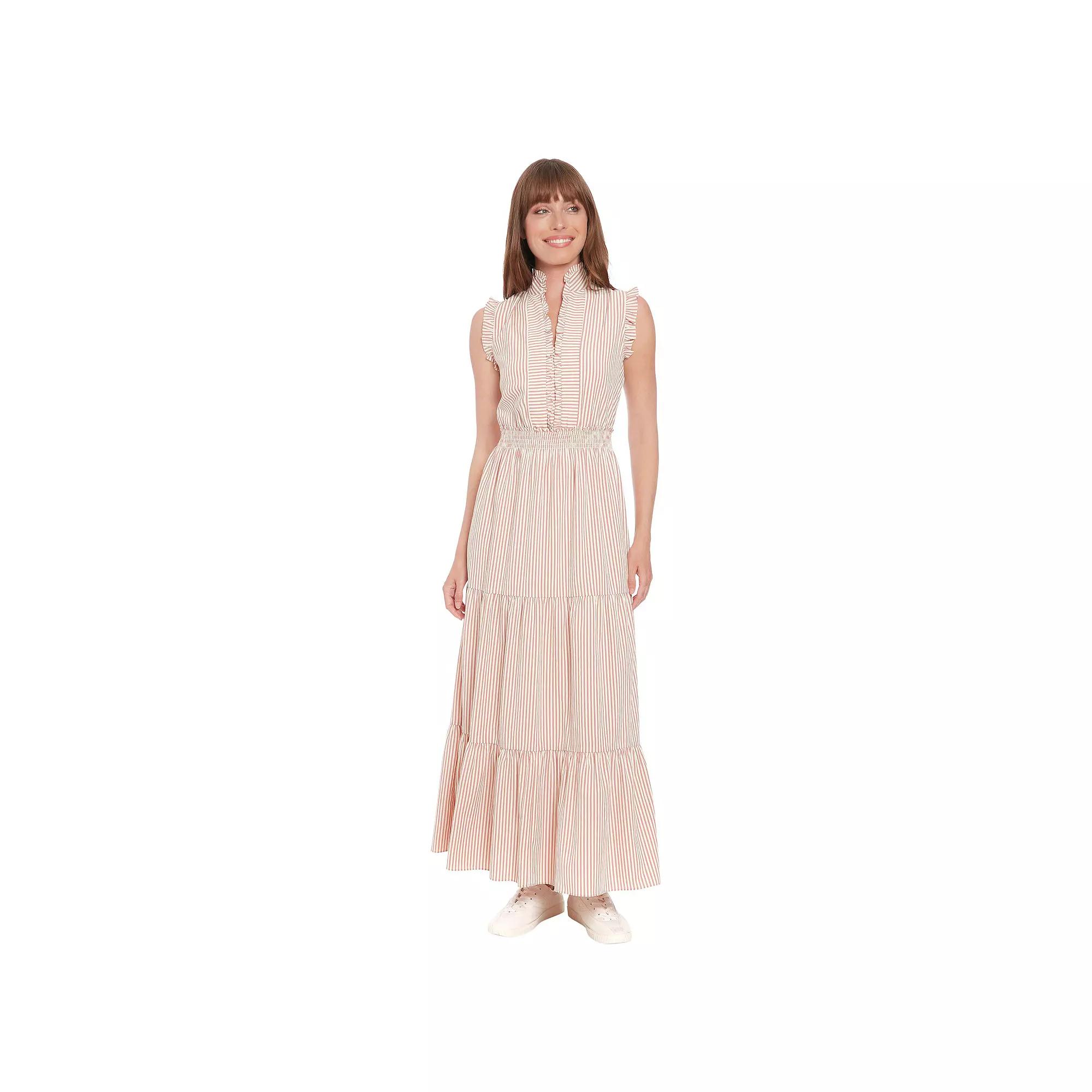 Women's London Times Smocked Waist Tiered Maxi Dress, Size: 12, Rose Ivory Product Image