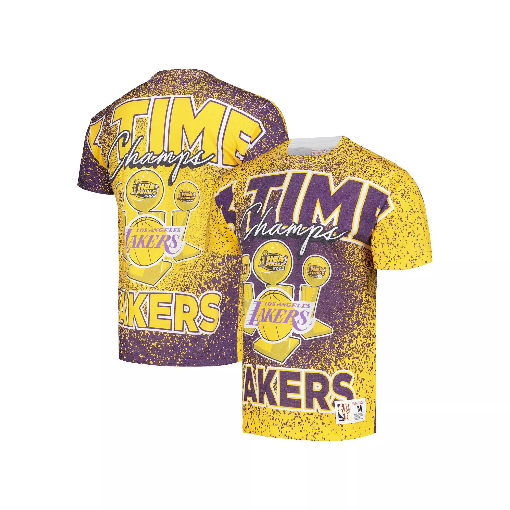 Men's Mitchell & Ness Gold Los Angeles Lakers Hardwood Classics 3X NBA Champions Champ City T-Shirt, Size: Large Product Image
