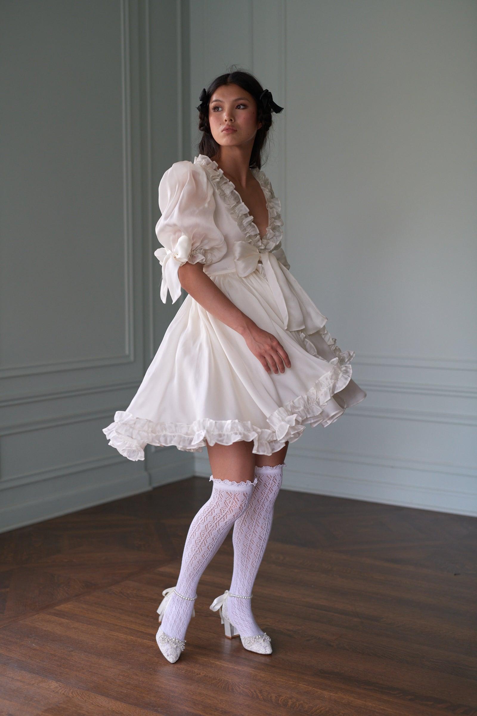 The Silk Satin Ivory Marie Dress Product Image