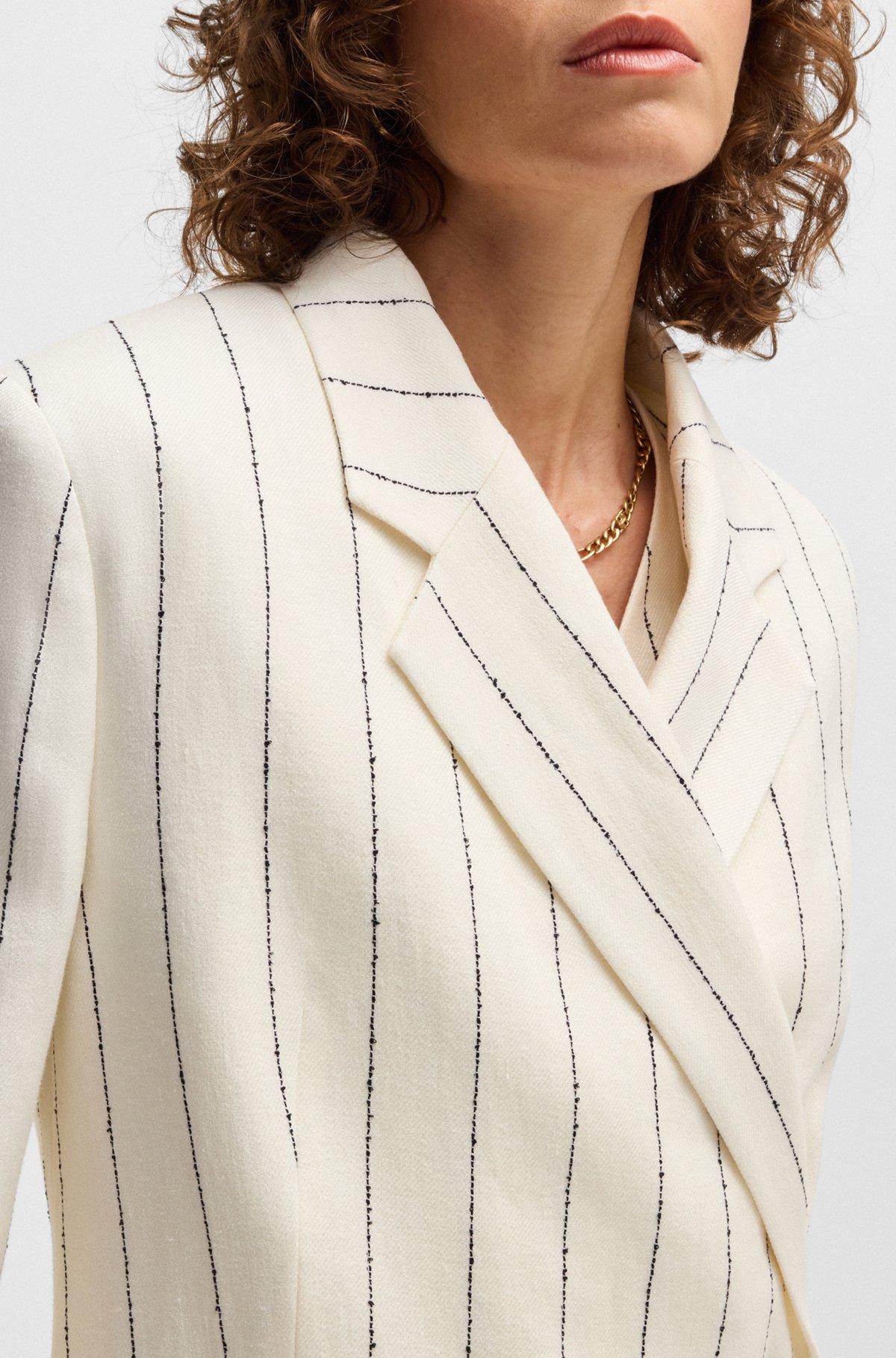 Relaxed-fit suit jacket in striped linen-blend bouclé Product Image