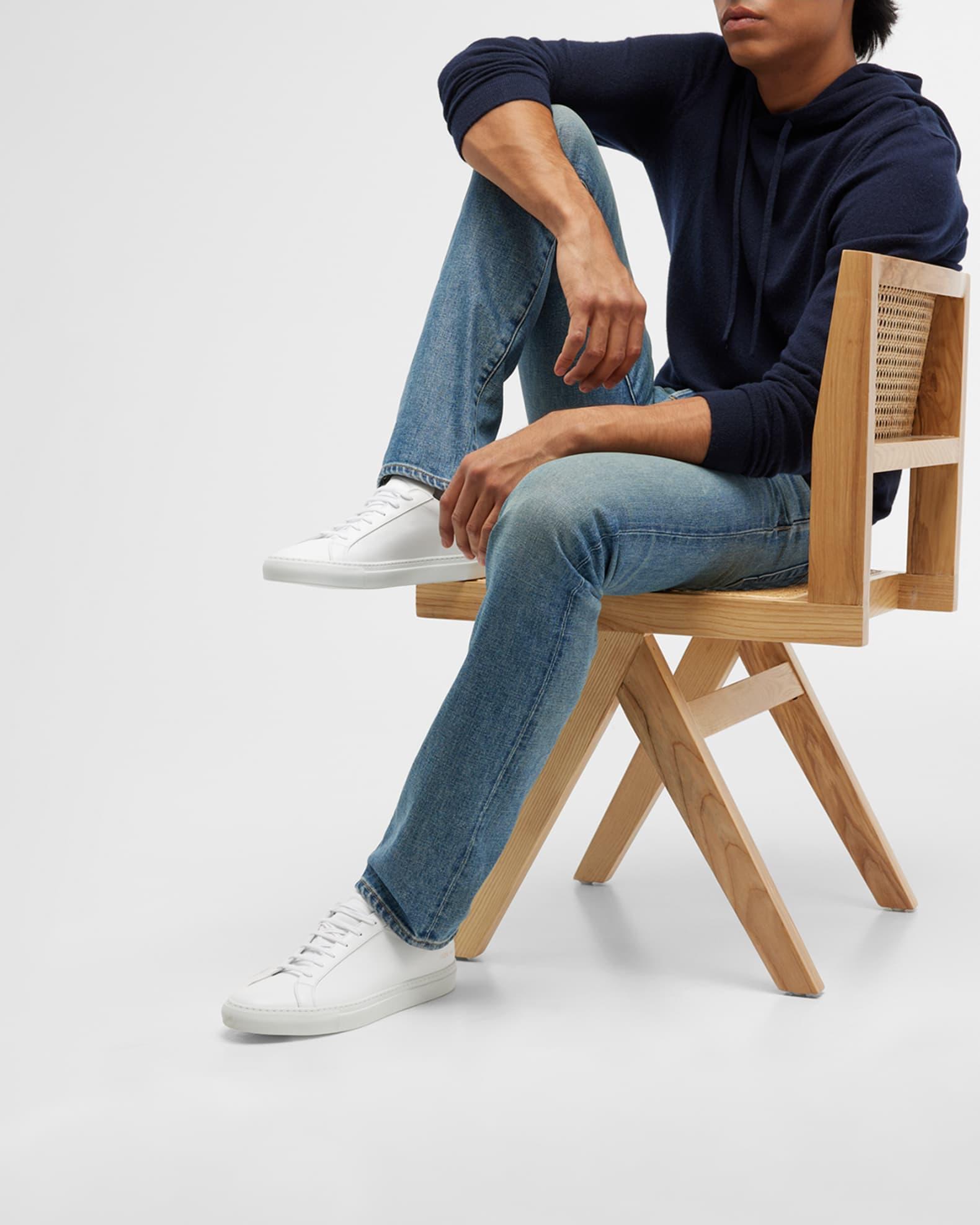 Men's Achilles Leather Low-Top Sneakers, White Product Image