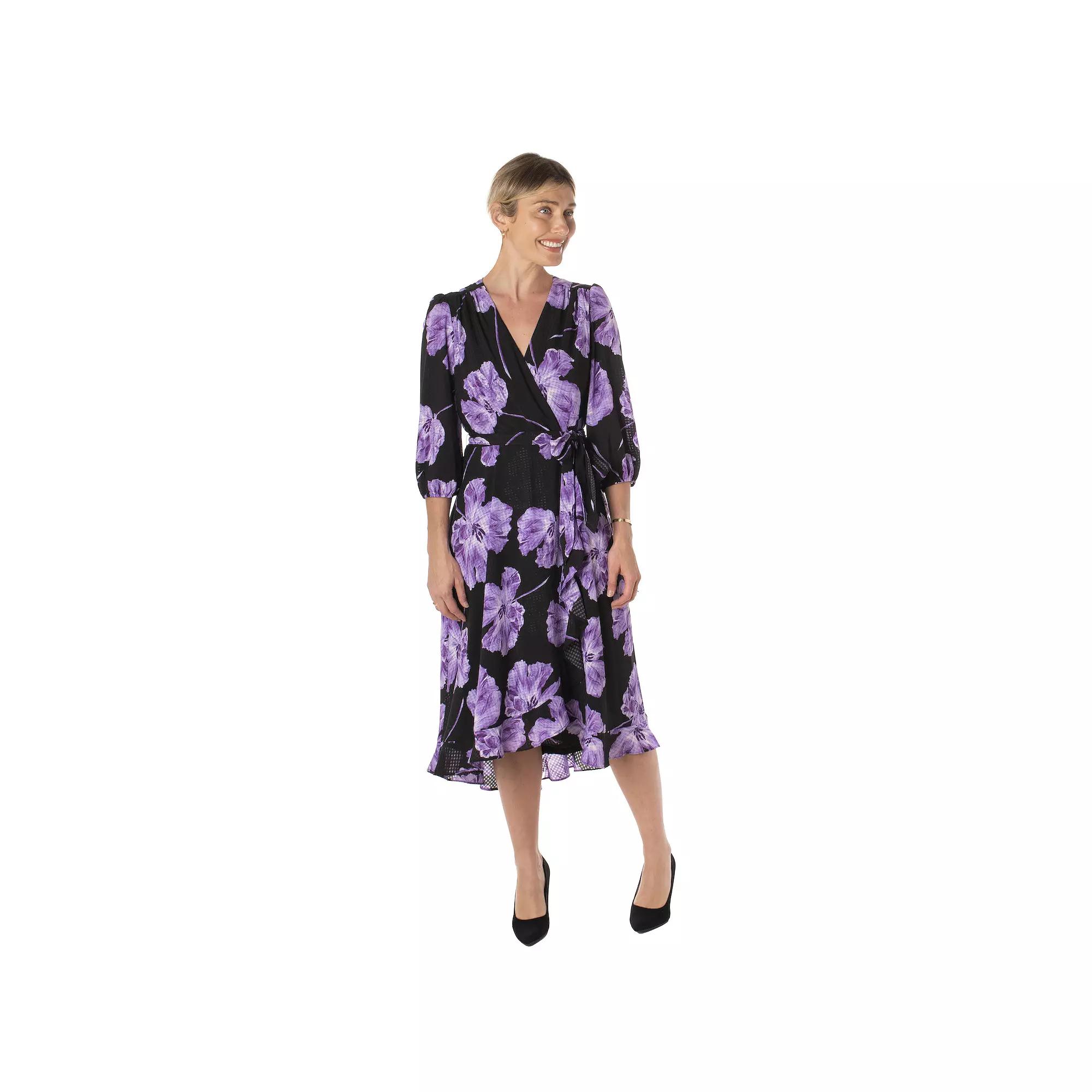 Women's Maison Tara Floral Box Print Midi Dress, Size: 6, Black Iris Product Image