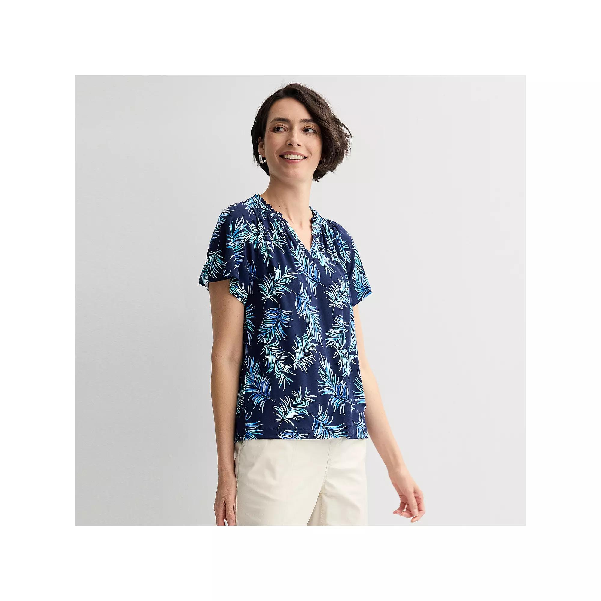 Women's Croft & Barrow® Smocked Raglan Top,  Product Image