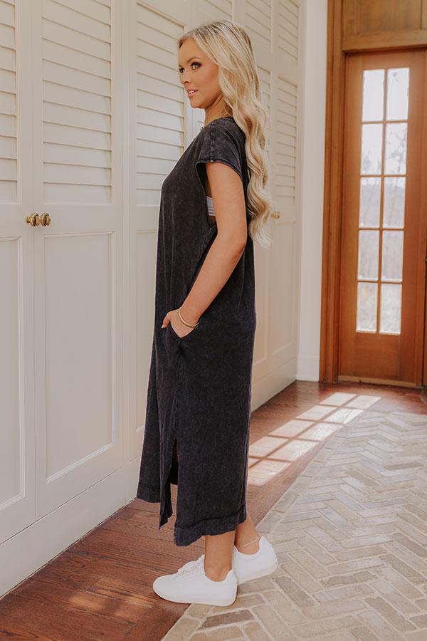 Beach Daydream Vintage Wash Midi Dress in Vintage Black Product Image