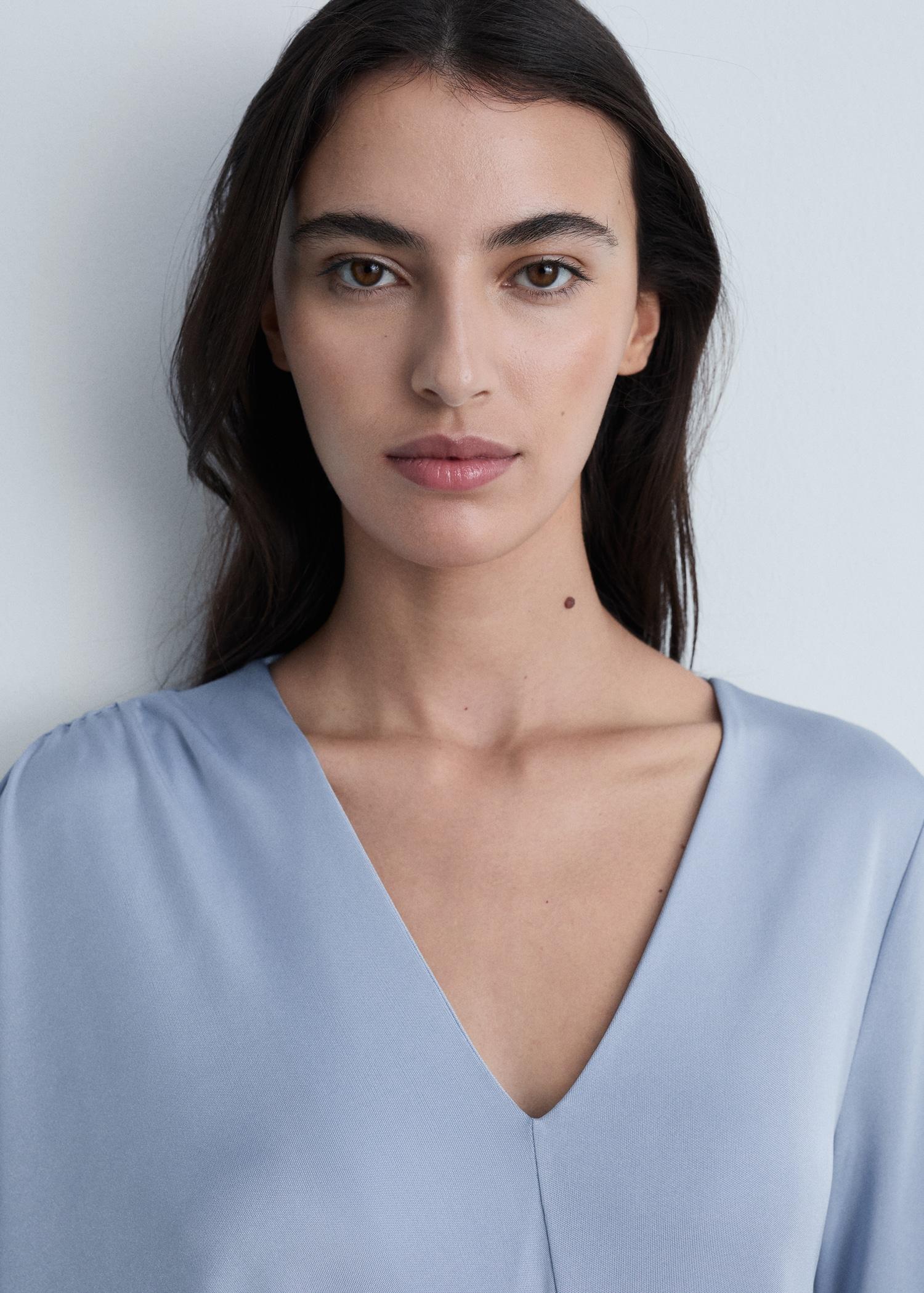 Asymmetric draped gown - Women | MANGO USA Product Image