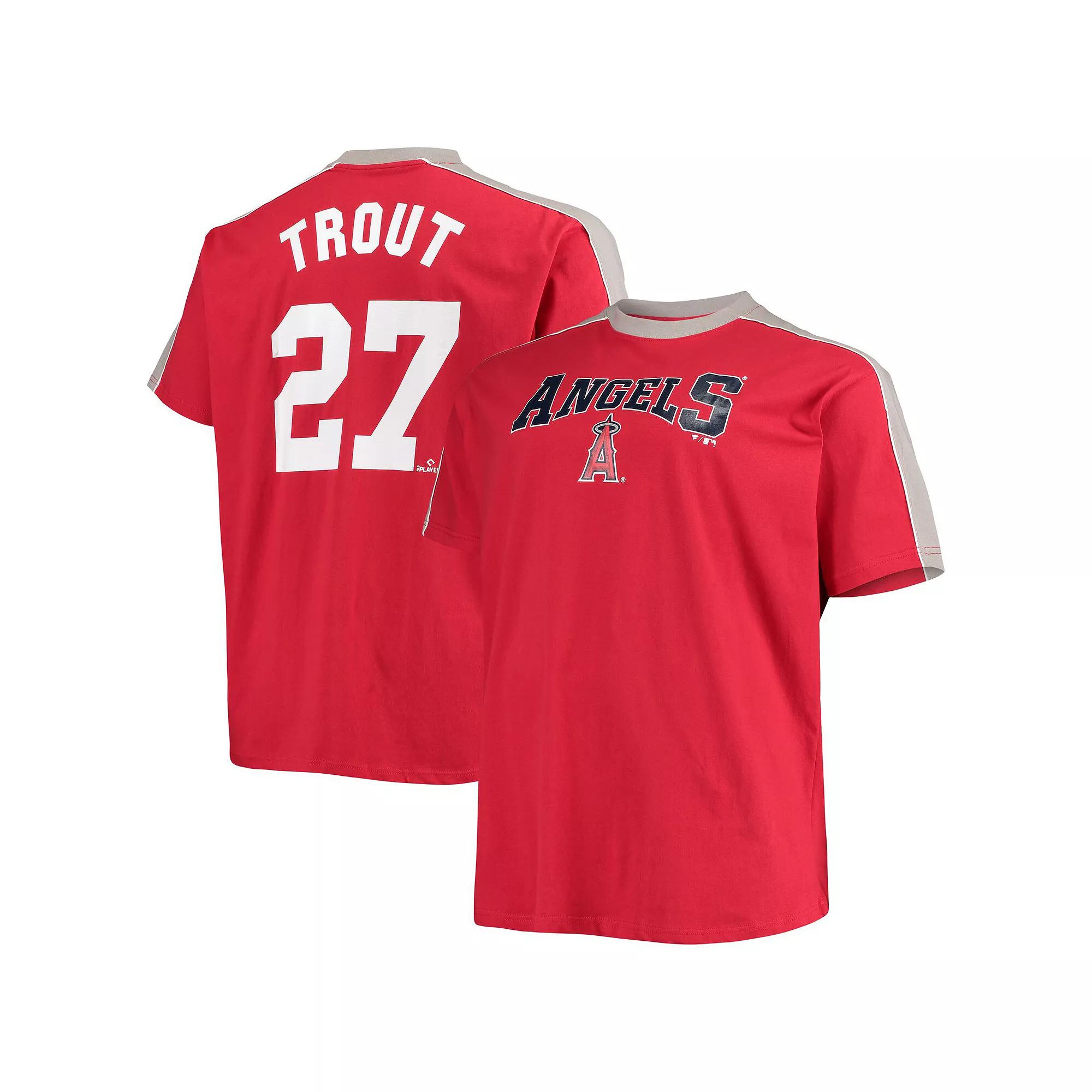 Men's Mike Trout Red/Silver Los Angeles Angels Big & Tall Fashion Piping Player T-Shirt, Size: XLT Product Image