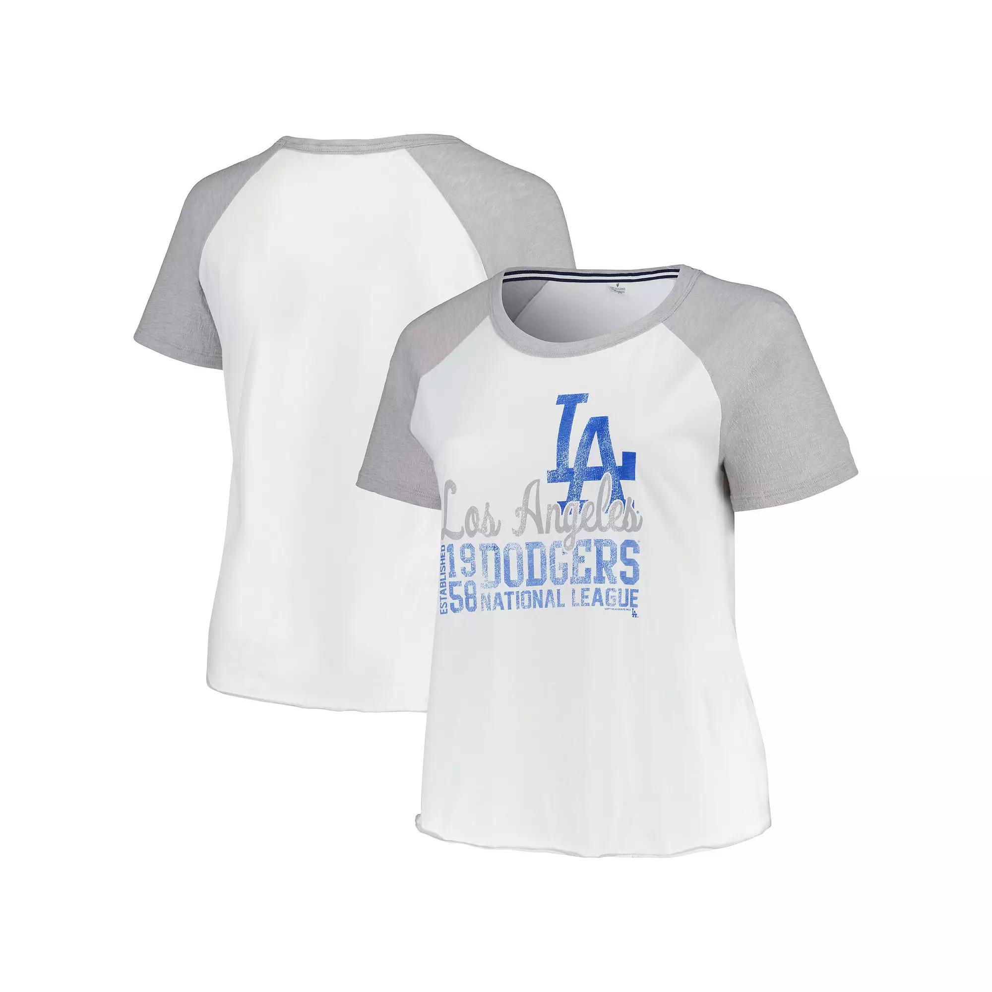 Womens Soft as a Grape Los Angeles Dodgers Plus Size Baseball Raglan T-Shirt Product Image