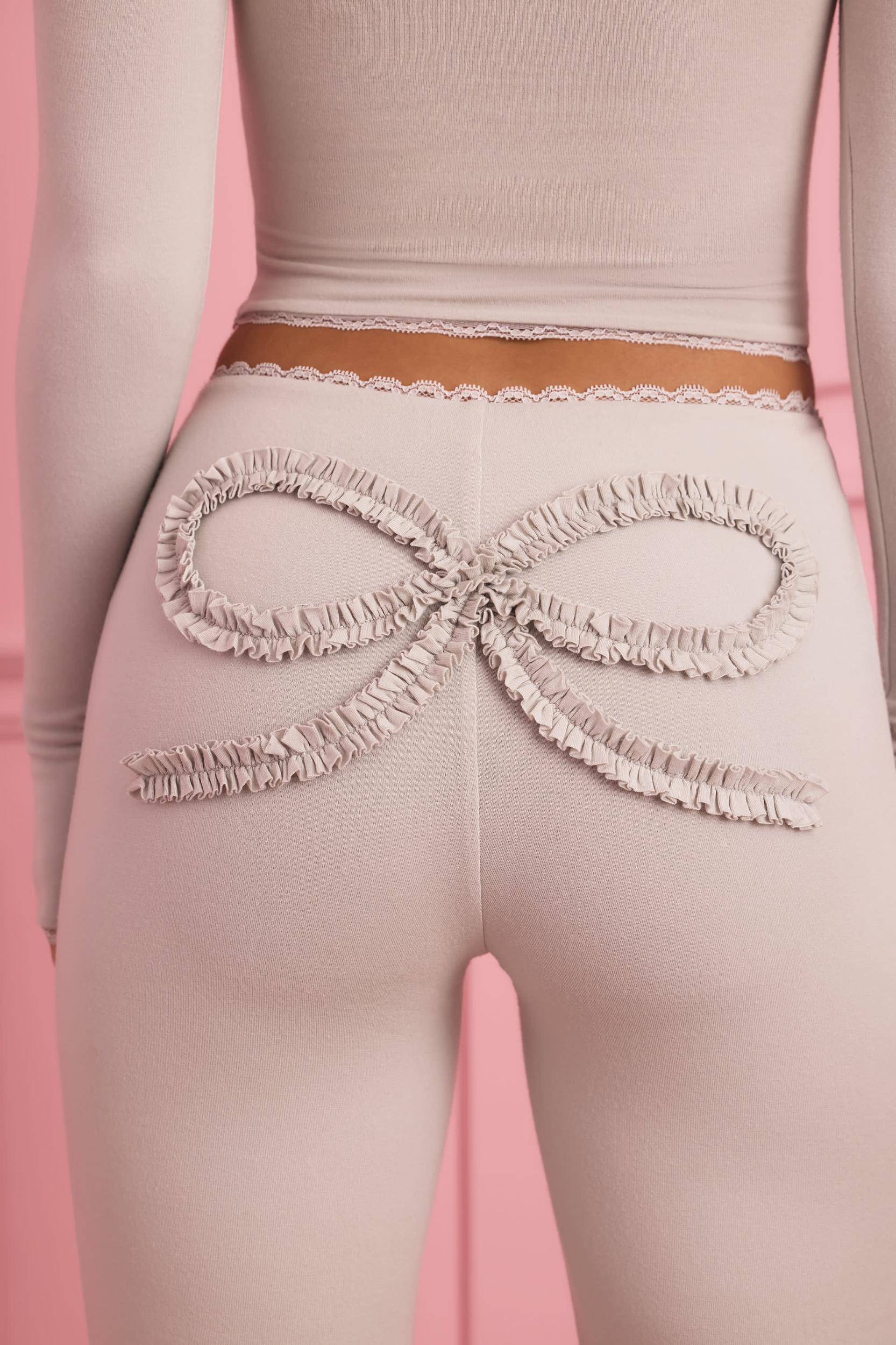 Lace-Trim Appliqué Pyjama Trousers in Cloud Grey Product Image