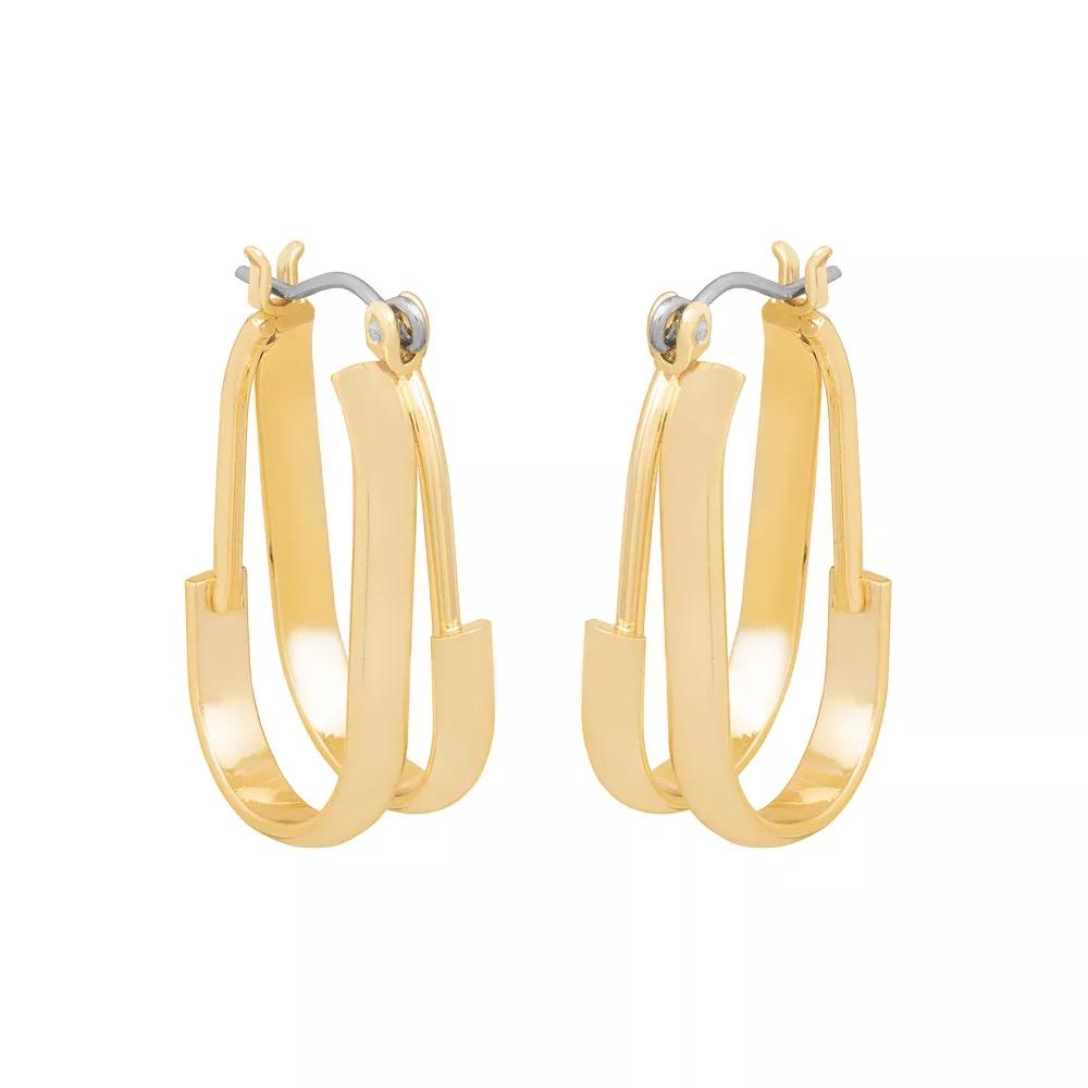 LC Lauren Conrad Gold Tone Double Oval Hoop Earrings, Women's, None Product Image