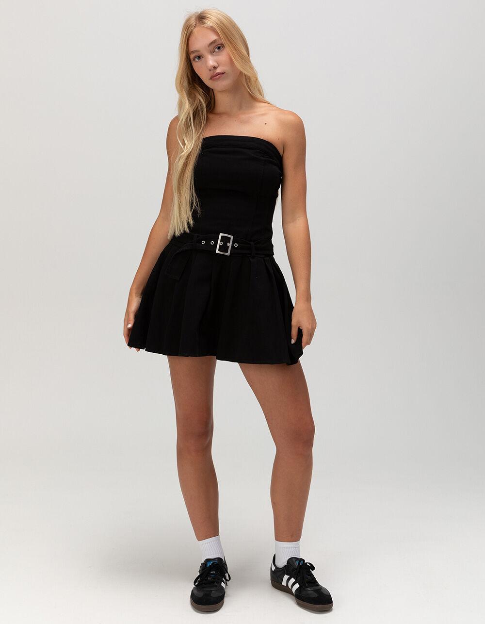 RSQ Womens Pleated Tube Belted Dress - BLACK Product Image