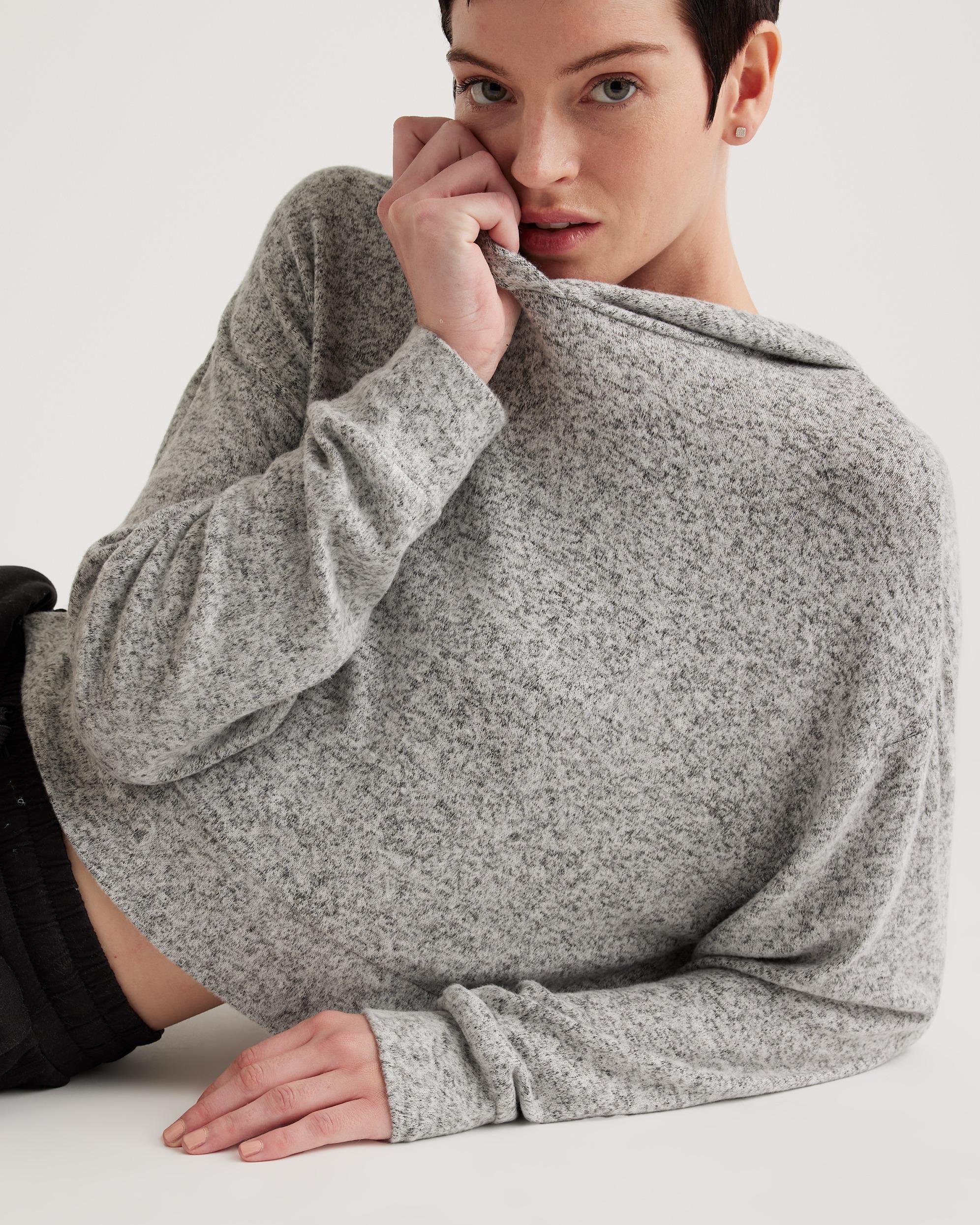 Quince | Women's Brushed Lounge Cropped Pullover Hoodie Rayon Product Image