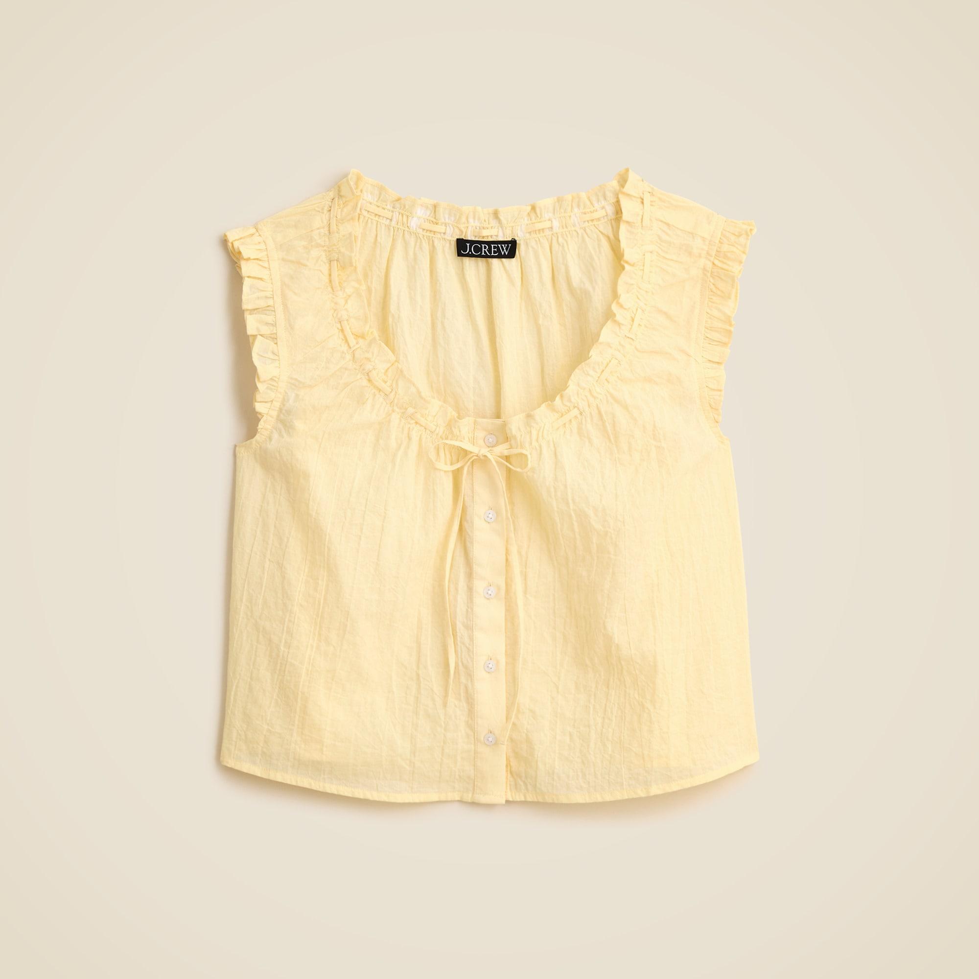 Ruffle-trim button-up top Product Image