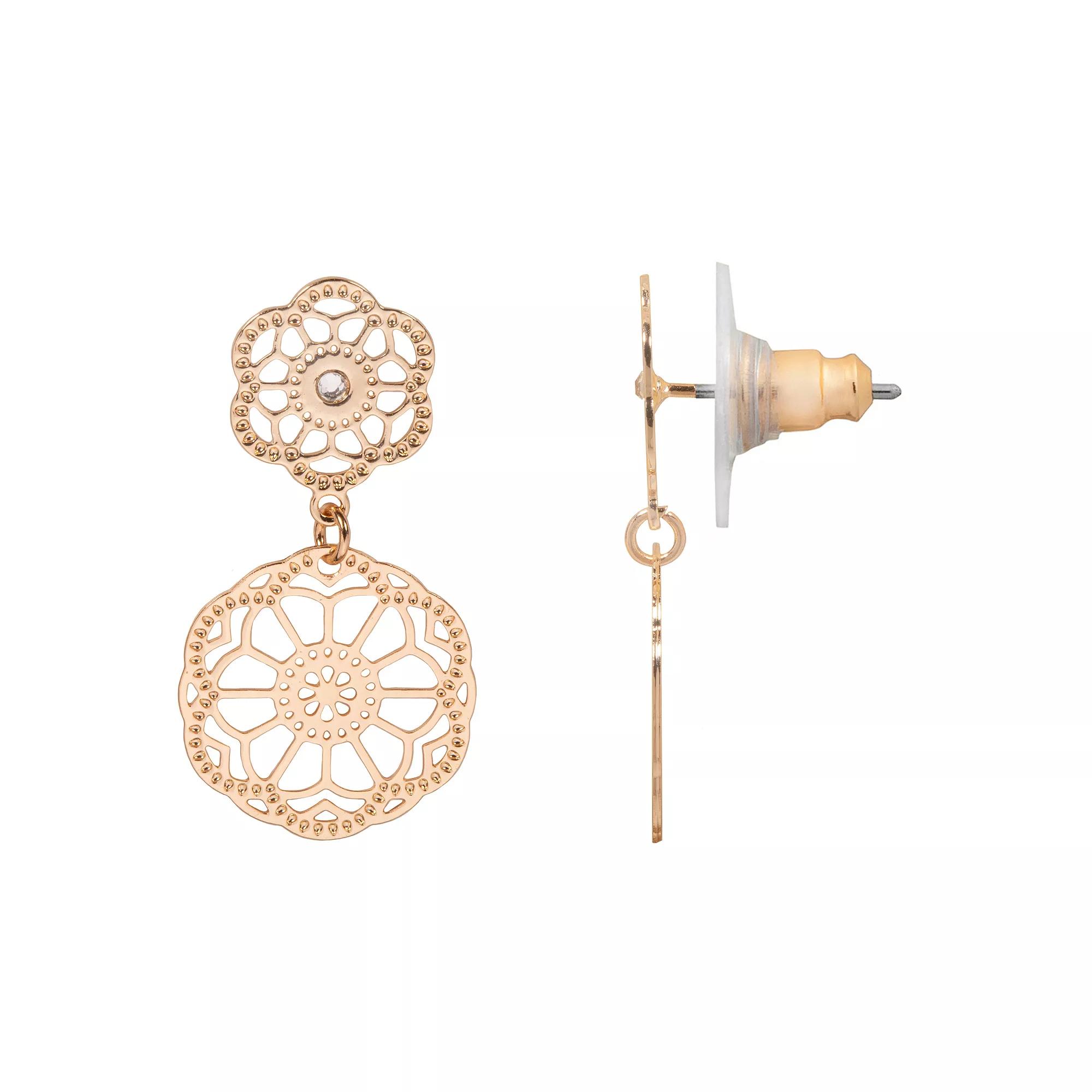 LC Lauren Conrad Small Filigree Statement Drop Earrings, Women's, None Product Image