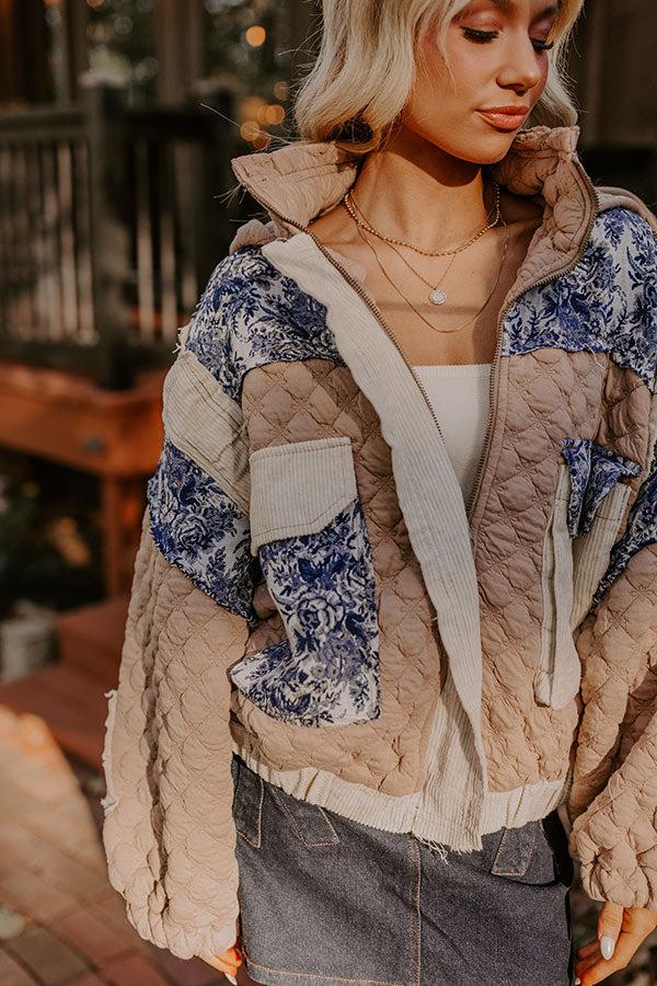 Cozy Couture Quilted Jacket in Warm Taupe Product Image