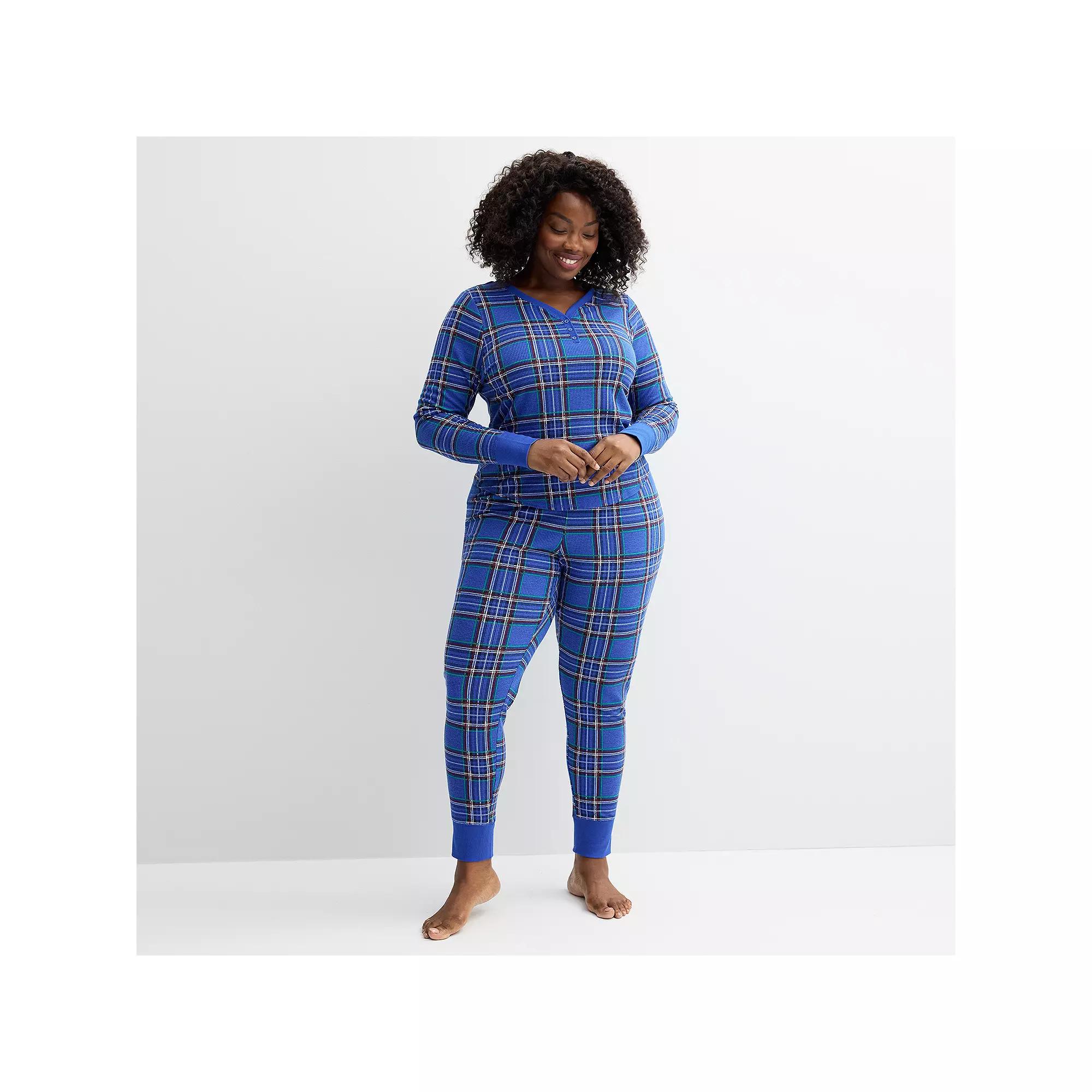 Plus Size Sonoma Goods For Life Thermal Pajama Top & Pajama Bottoms Set, Womens Product Image