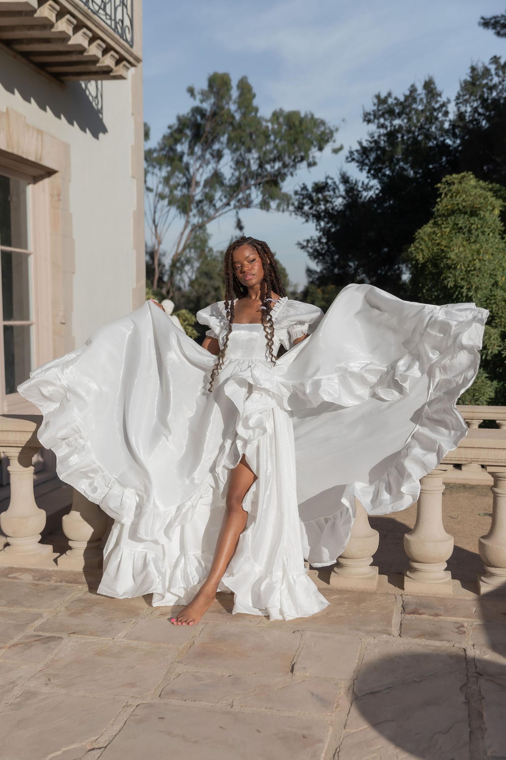 The Ivory Recycled Ruffle Gown Product Image