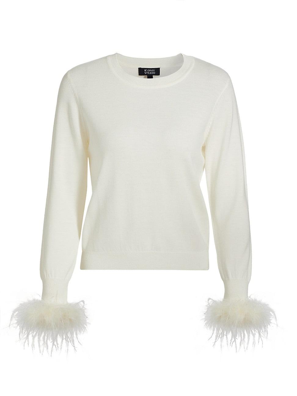 Womens Tina Feather-Trim Wool Sweater Product Image