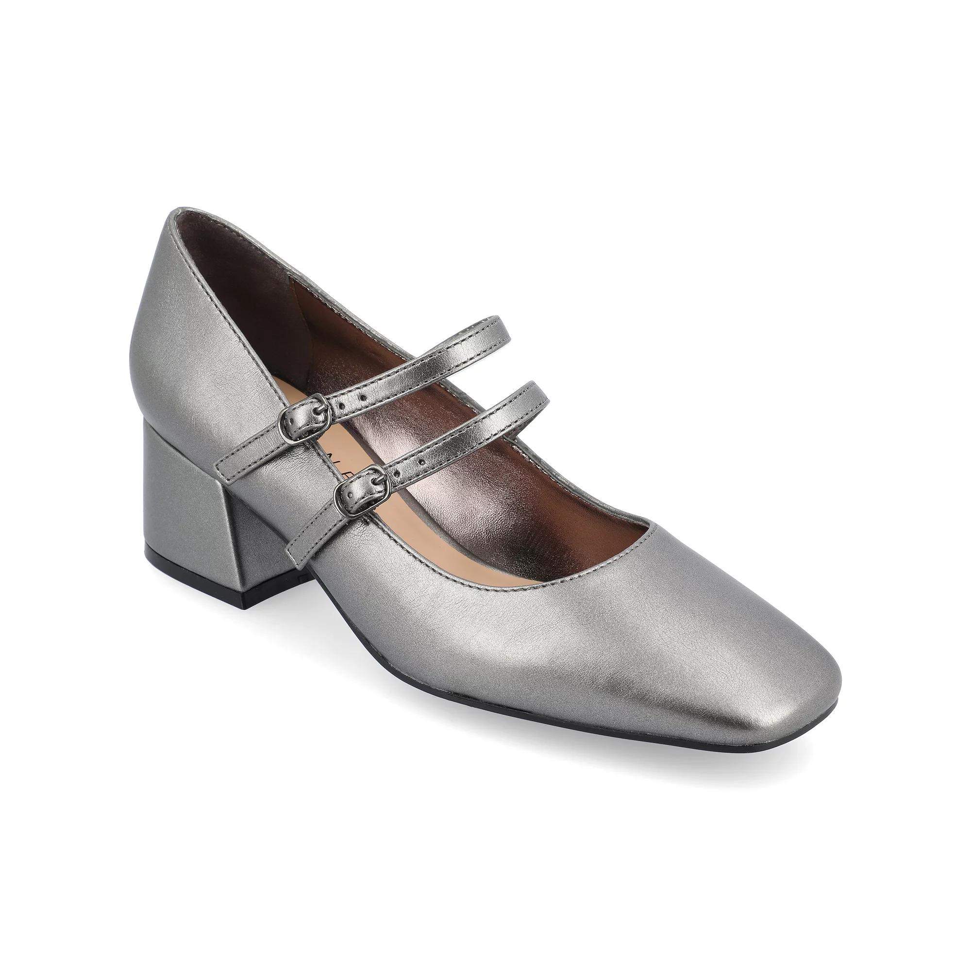 Journee Nally Womens Tru Comfort Foam Faux Leather Mary Jane Pumps Silver Product Image