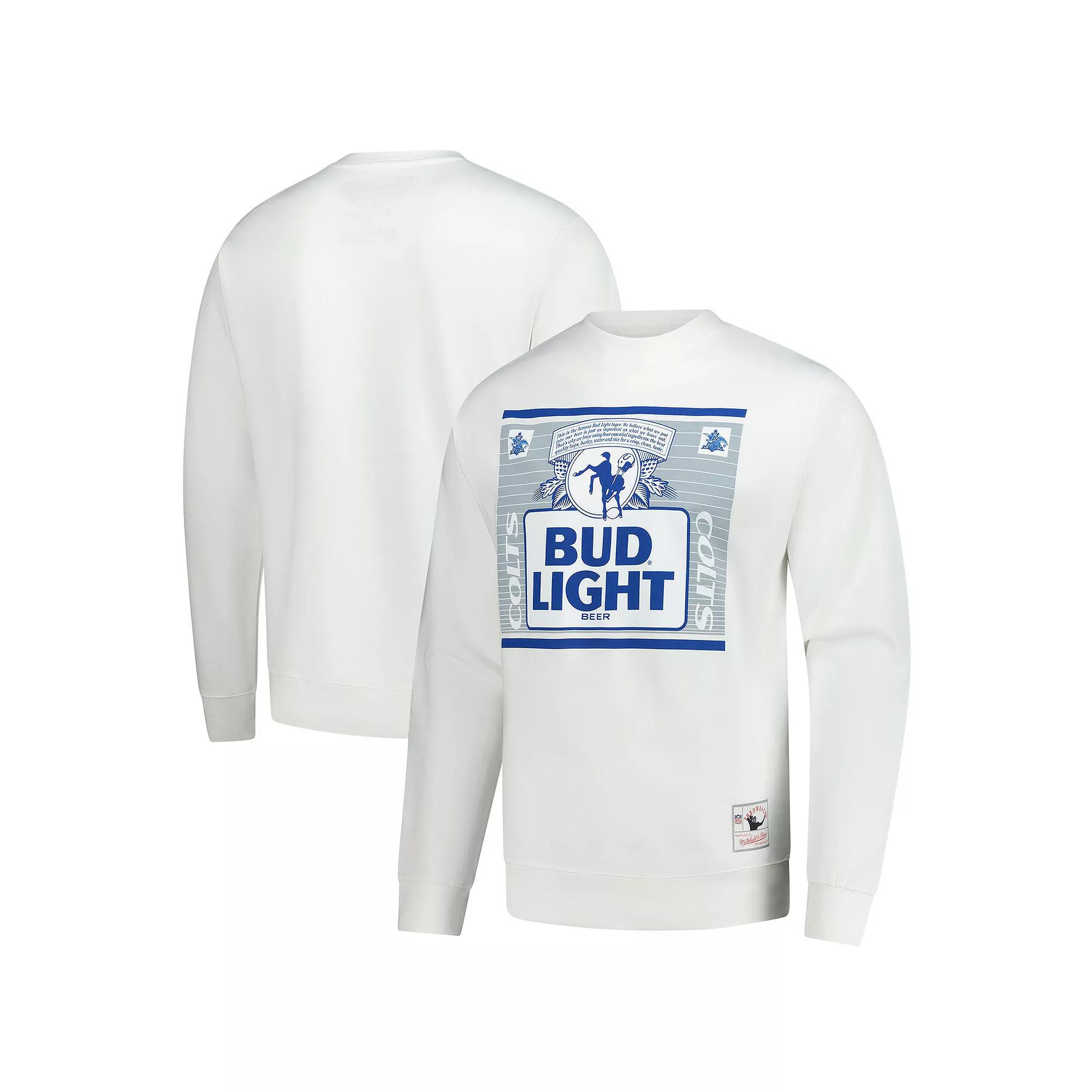 Men's Mitchell & Ness White Indianapolis Colts NFL x Bud Light The Crest Pullover Sweatshirt,  Product Image