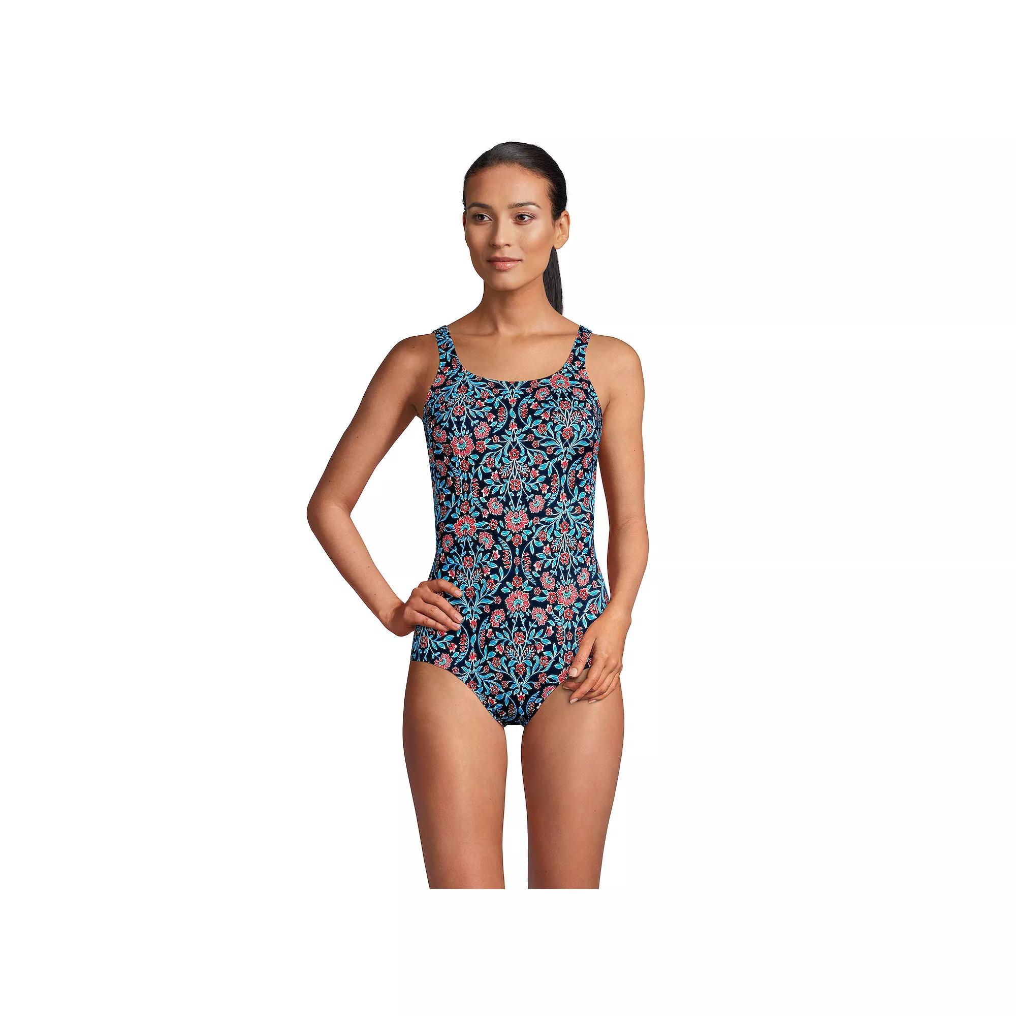 Women's Lands' End D-Cup Chlorine-Resistant Tugless Sporty One-Piece Swimsuit,  Product Image