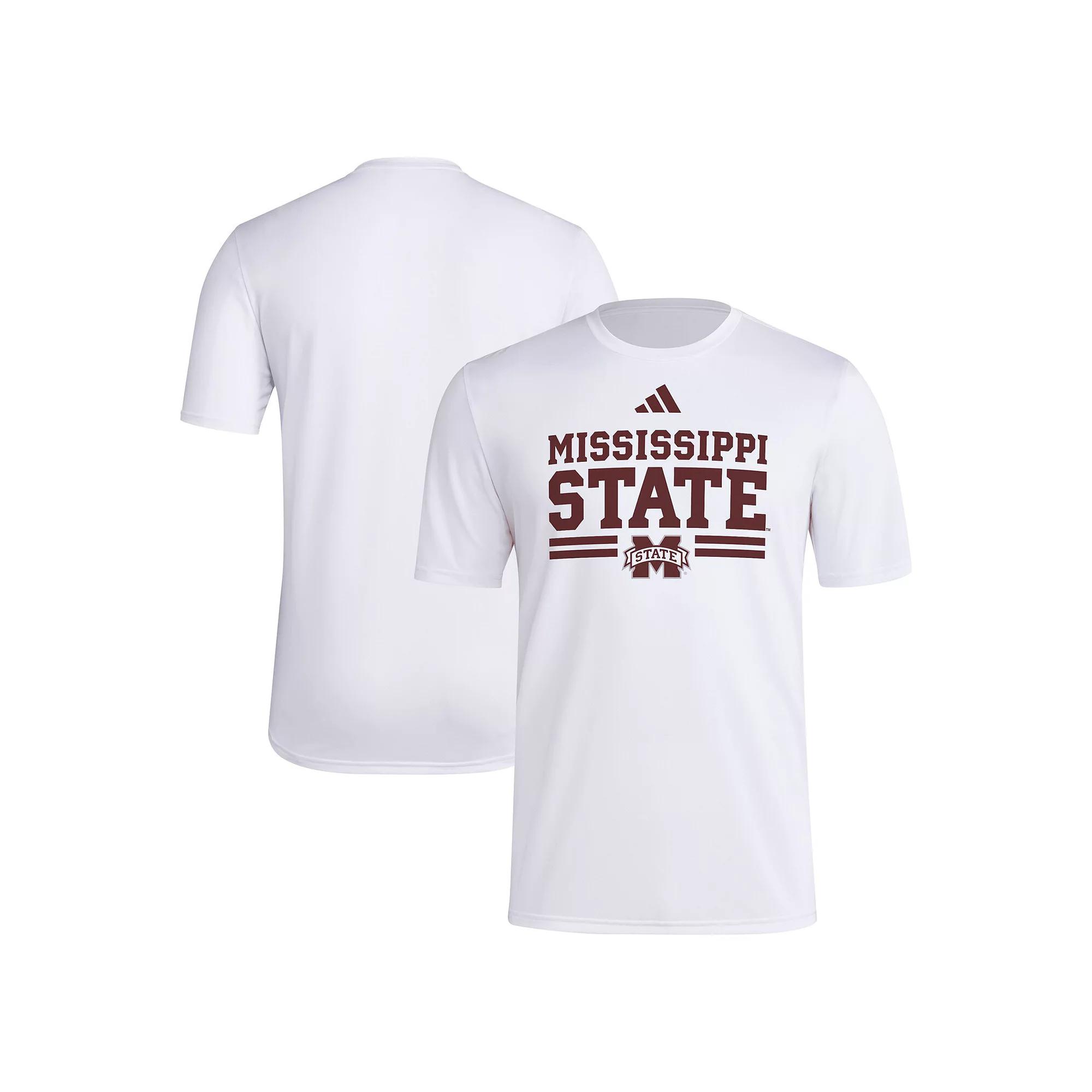 Men's adidas White Mississippi State Bulldogs Strategy Pre-Game T-Shirt,  Product Image