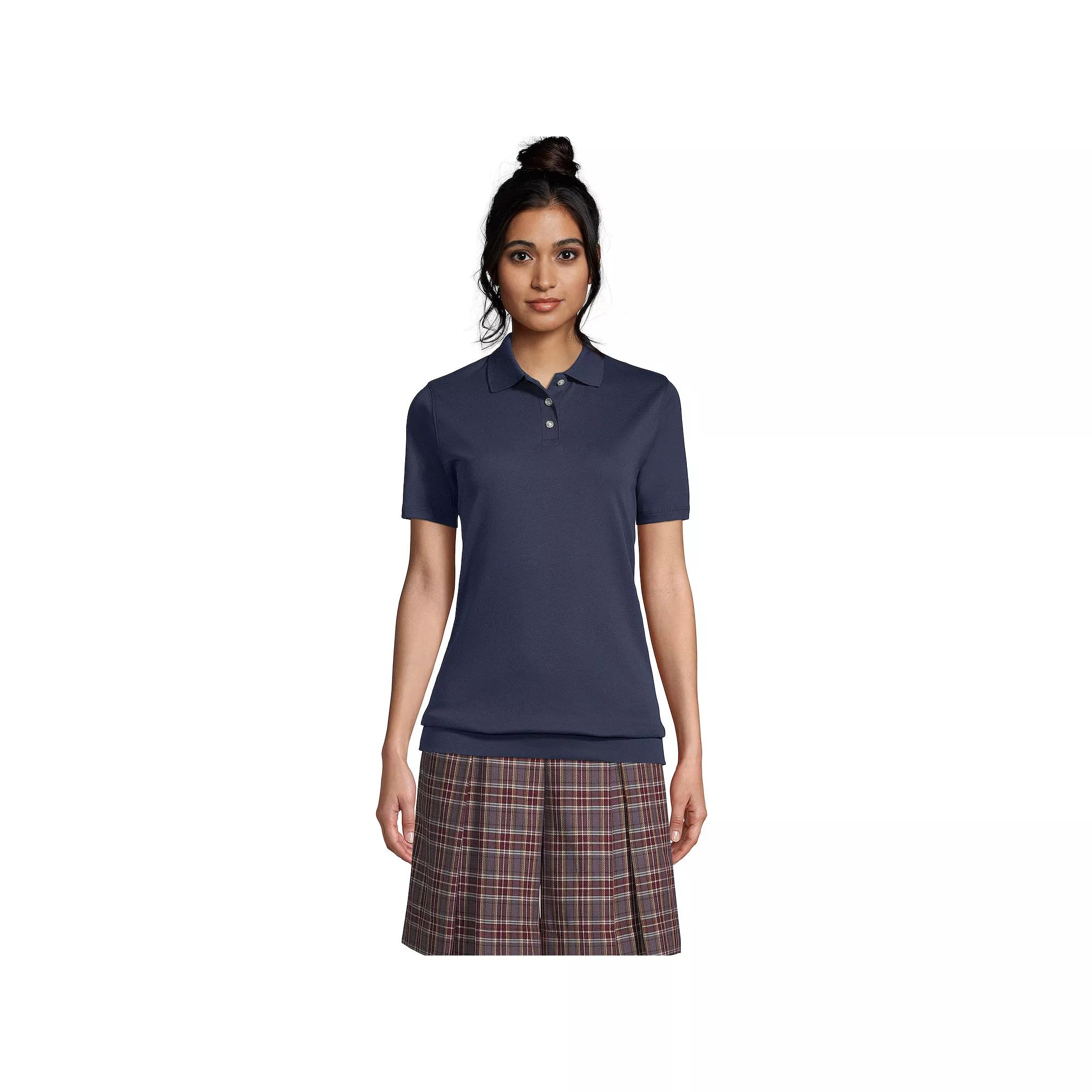 Women's Lands' End Short Sleeve Banded Bottom Polo Shirt,  Product Image