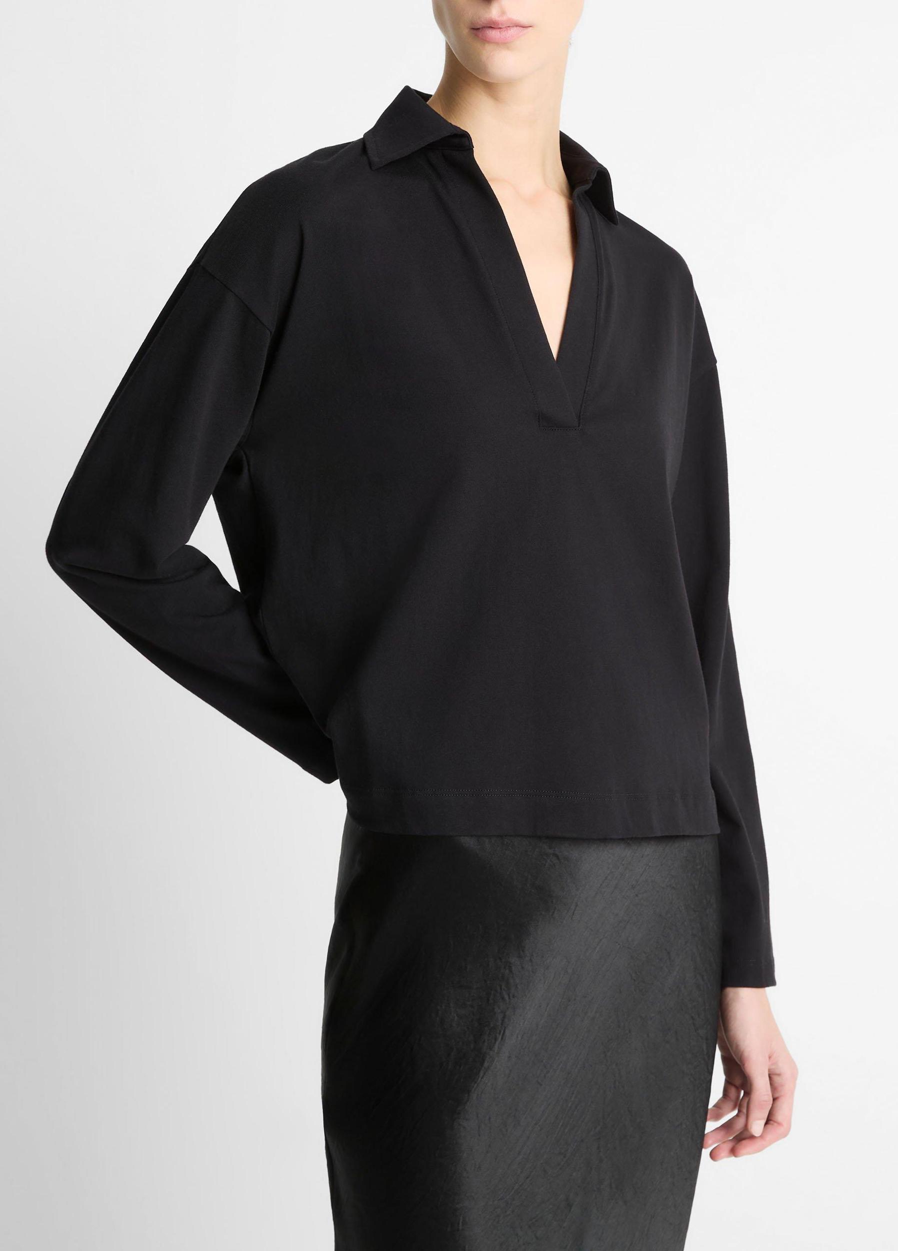 Easy Pima Cotton Long-Sleeve Polo Shirt Product Image