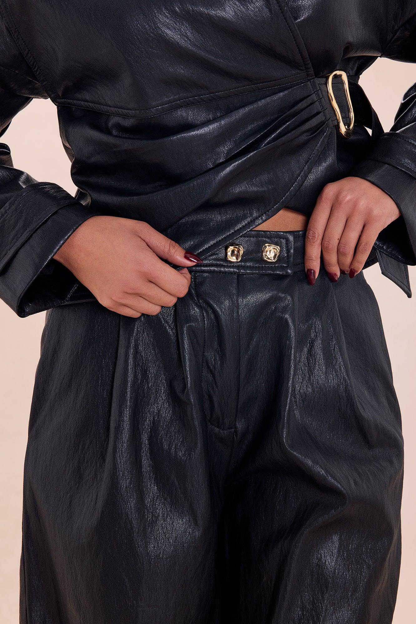 Mariella Faux Leather Balloon Pant - Black Female Product Image