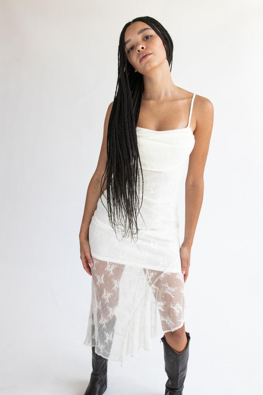 Asymmetric Hem Lace Dress Product Image