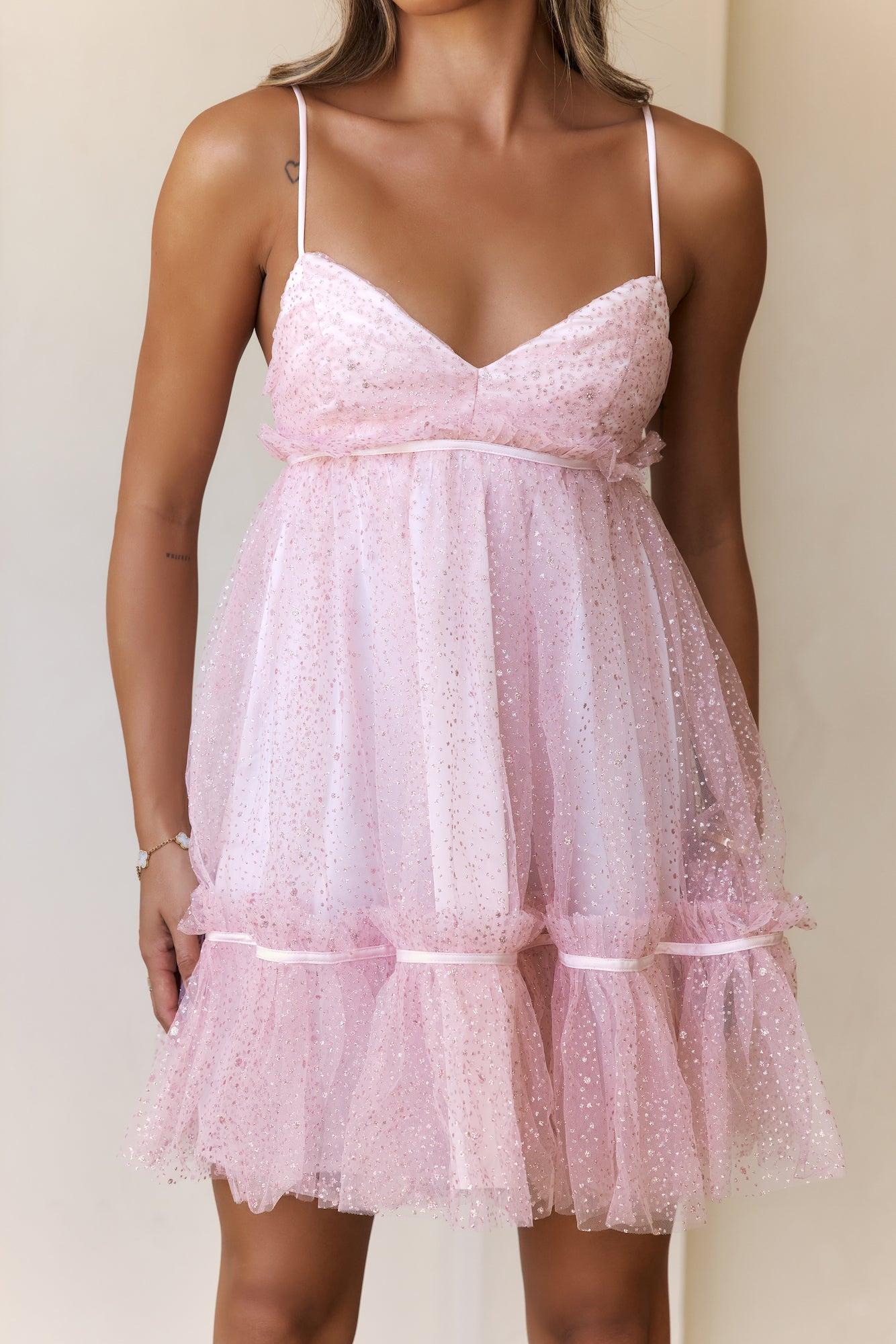 Luxe Enchantment Glitter Mini Dress Pink Product Image