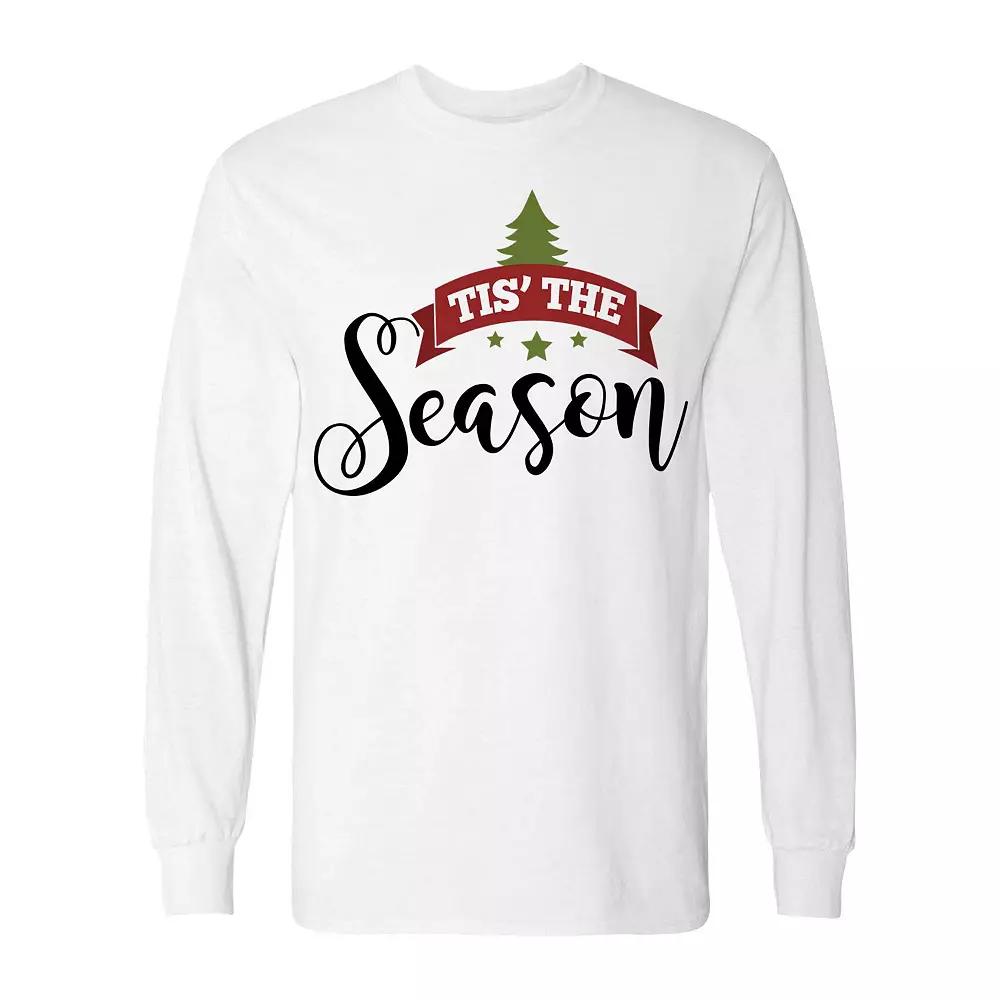 Men's Christmas Tis Season Long Sleeve Graphic Tee, Size: Large, White Product Image