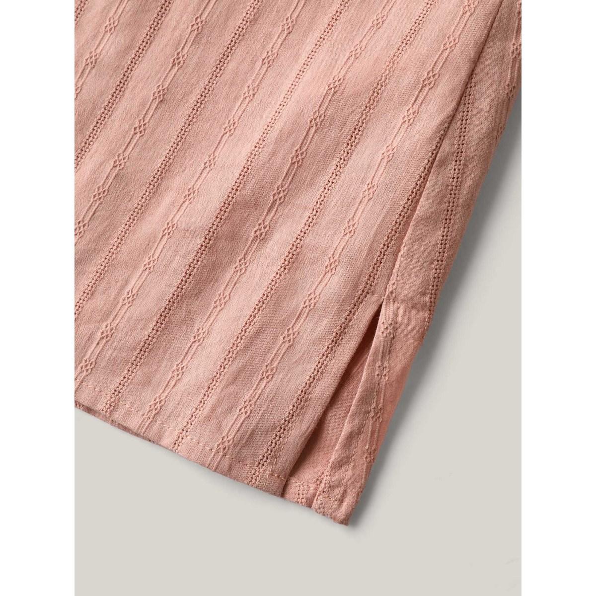 Plus Size Crepe Sheer Notched Collar Textured Spliced Blouse Women Short sleeve Notched collar Everyday-Elegant Blouses BloomChic 22-24/3X Product Image