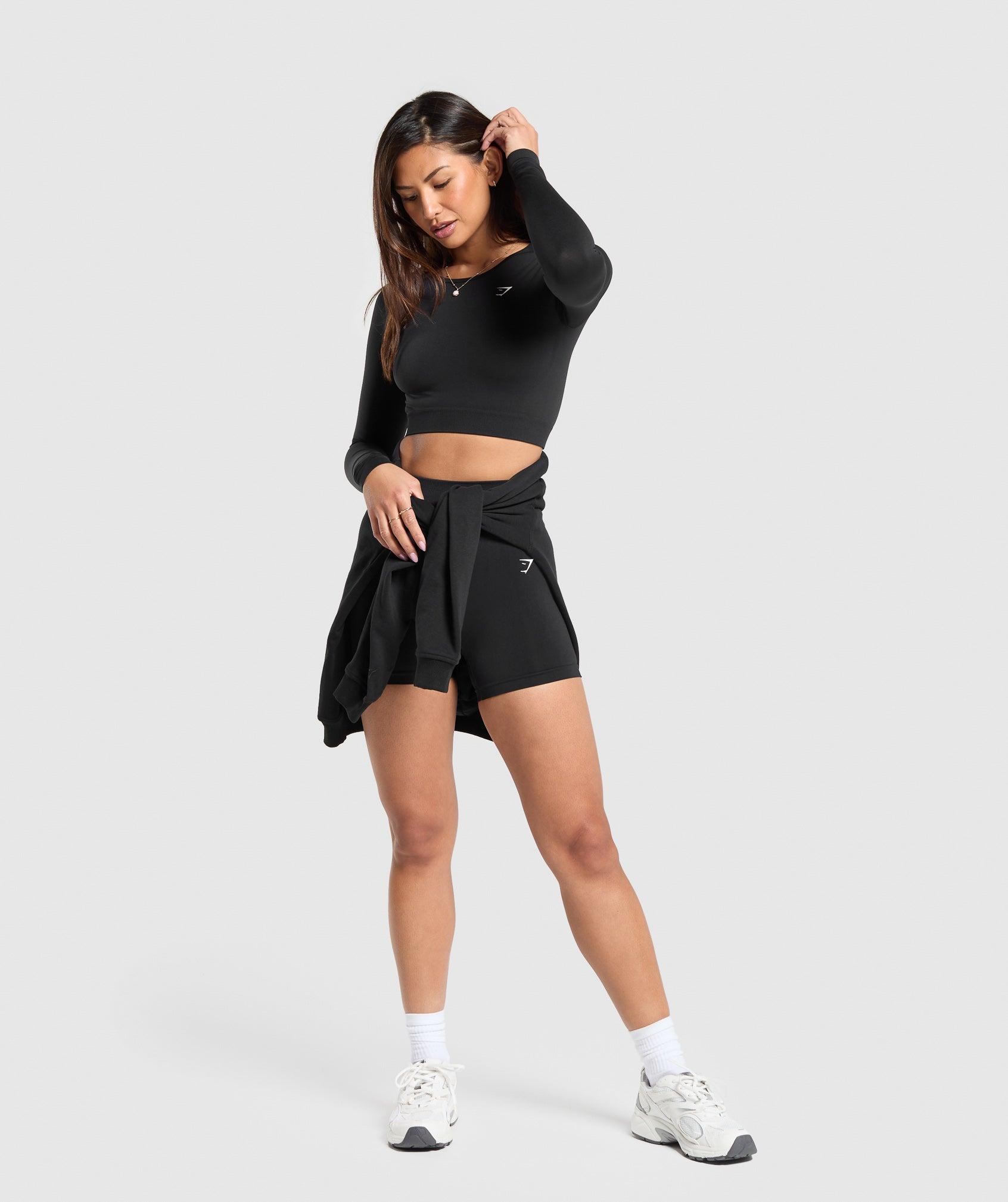 Gymshark Everyday Seamless Long Sleeve Crop Top - Black Female Product Image
