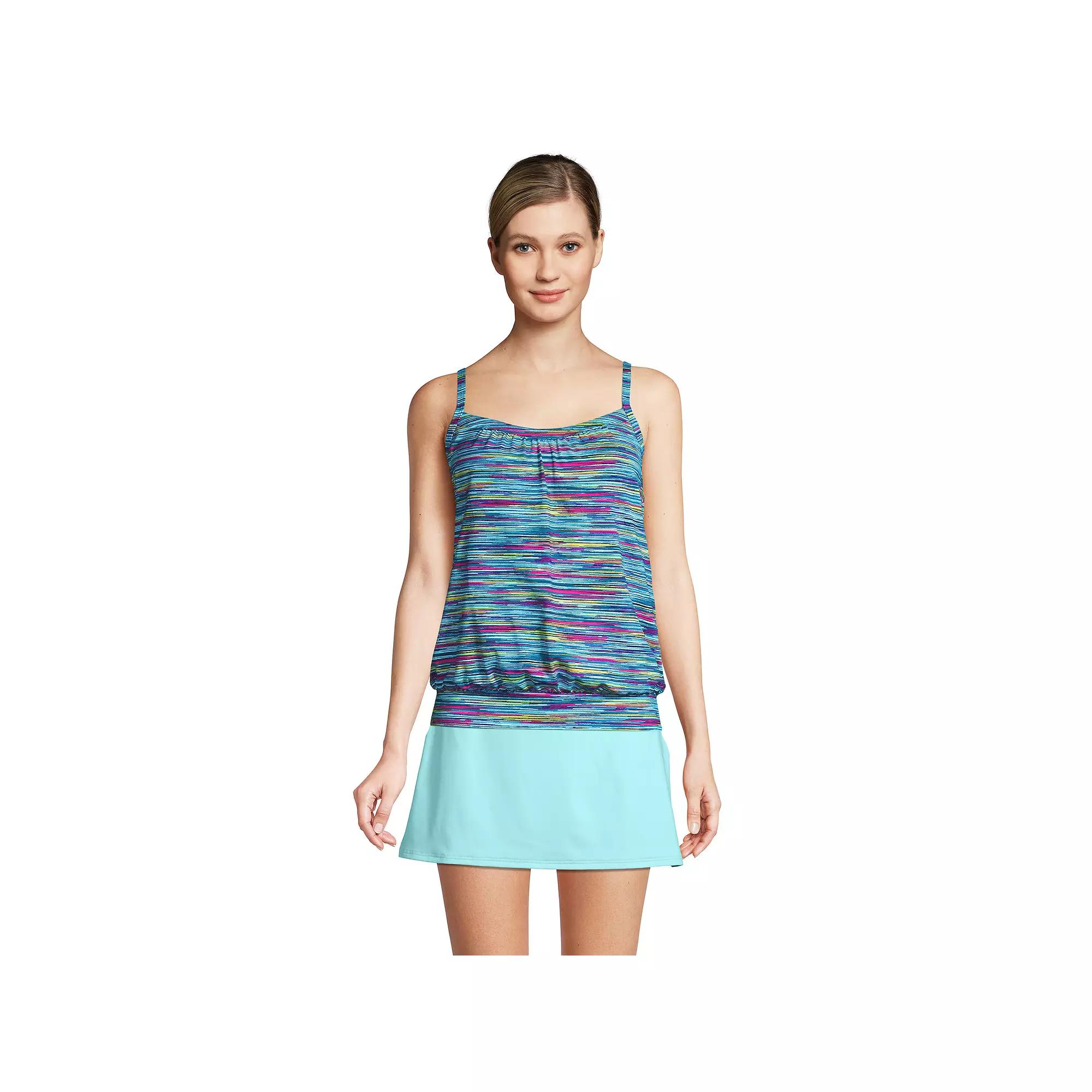 Women's Lands' End DDD-Cup Bust-Minimizer Blouson Chlorine-Resistant Tankini Swim Top,  Product Image
