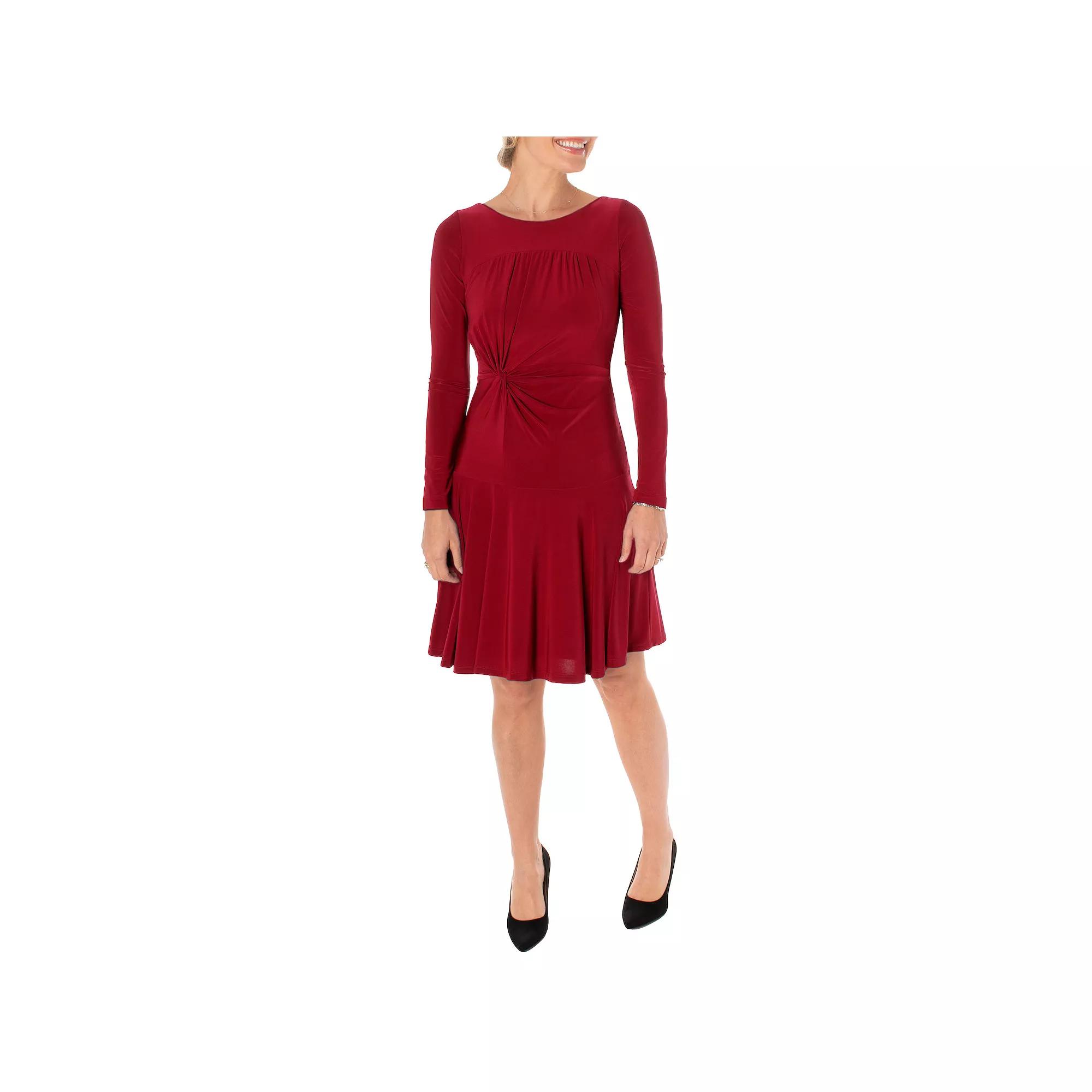 Women's Taylor Long Sleeve Side Knot A-Line Midi Dress, Size: 2, Spanish Red Product Image