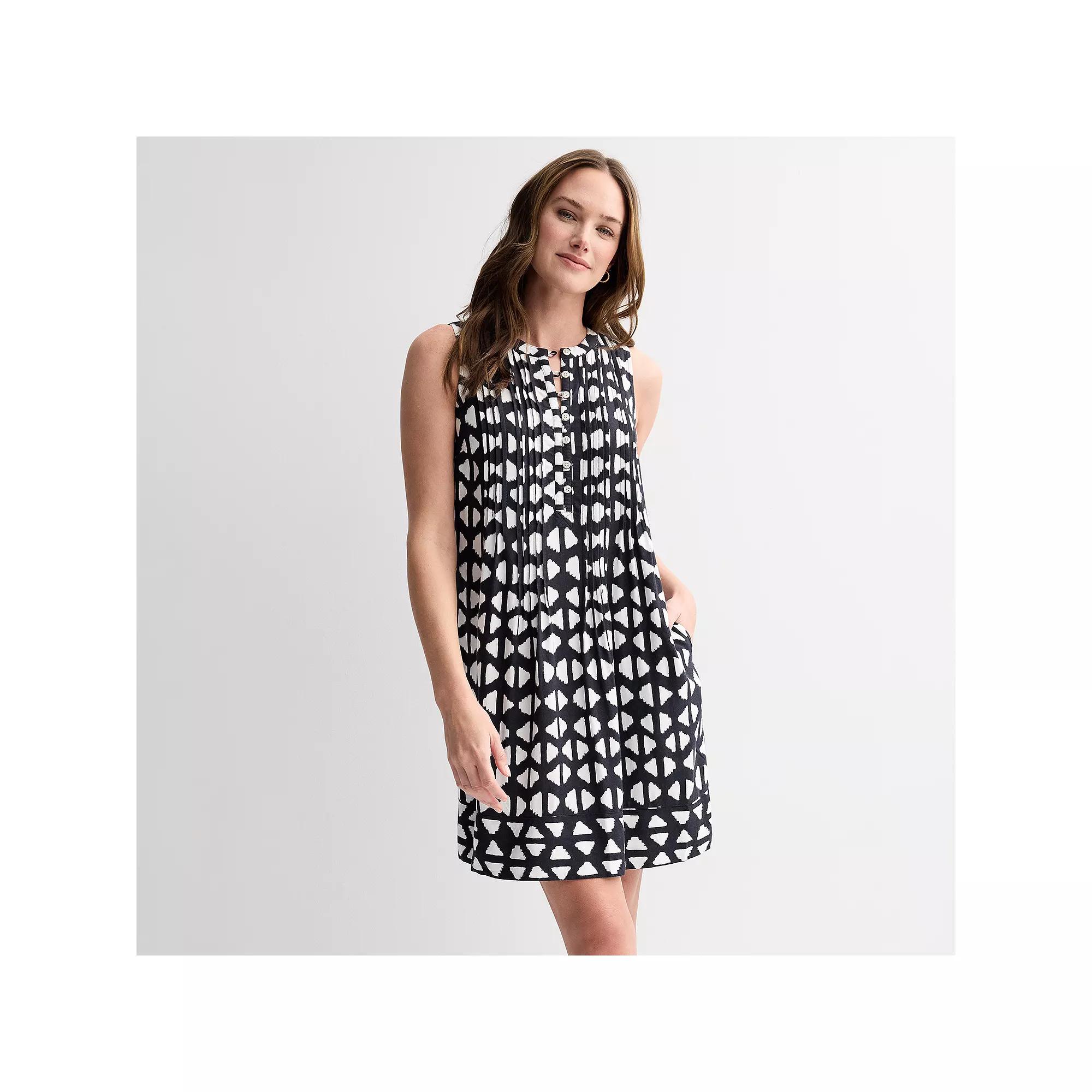 Women's Sonoma Goods For Life® Sleeveless Pintuck Dress, Size: Medium, Black Triangle Geo Product Image