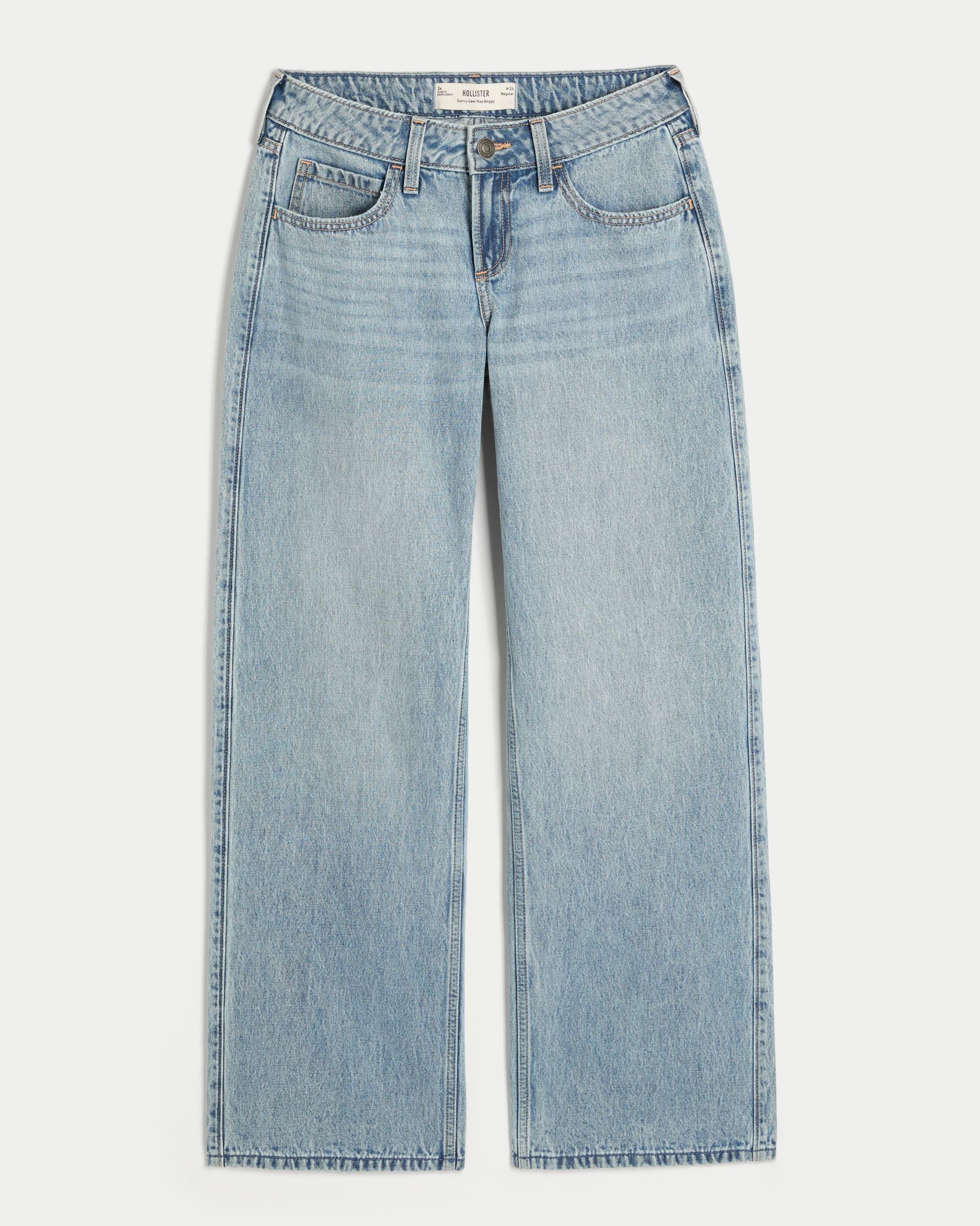 Curvy Low-Rise Medium Wash Baggy Jeans Product Image