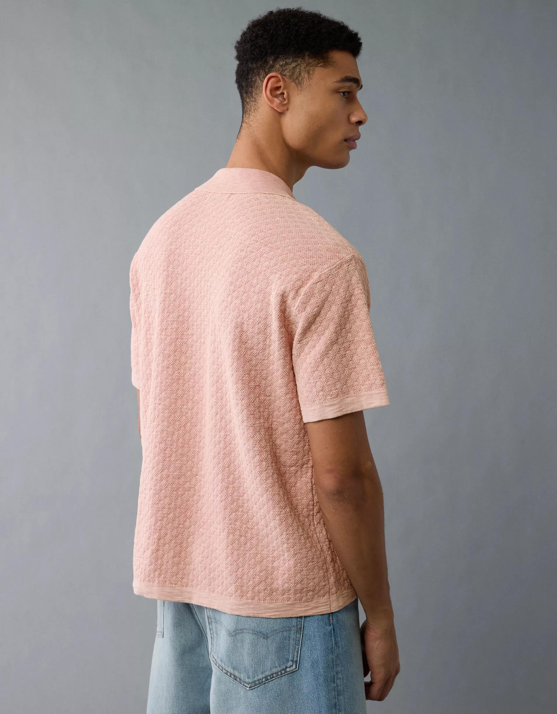 AE Weekend Jacquard Button-Up Sweater Polo Shirt Product Image