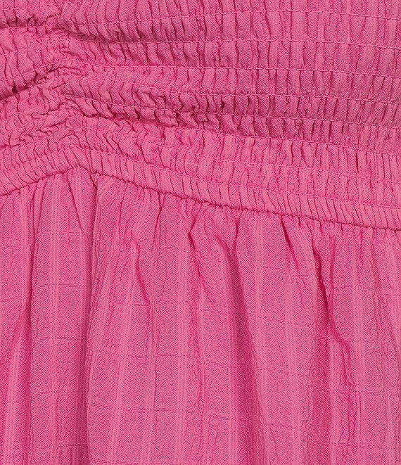Allison & Kelly Short Sleeve Smocked Empire Waist Babydoll Tiered Mini Dress Product Image