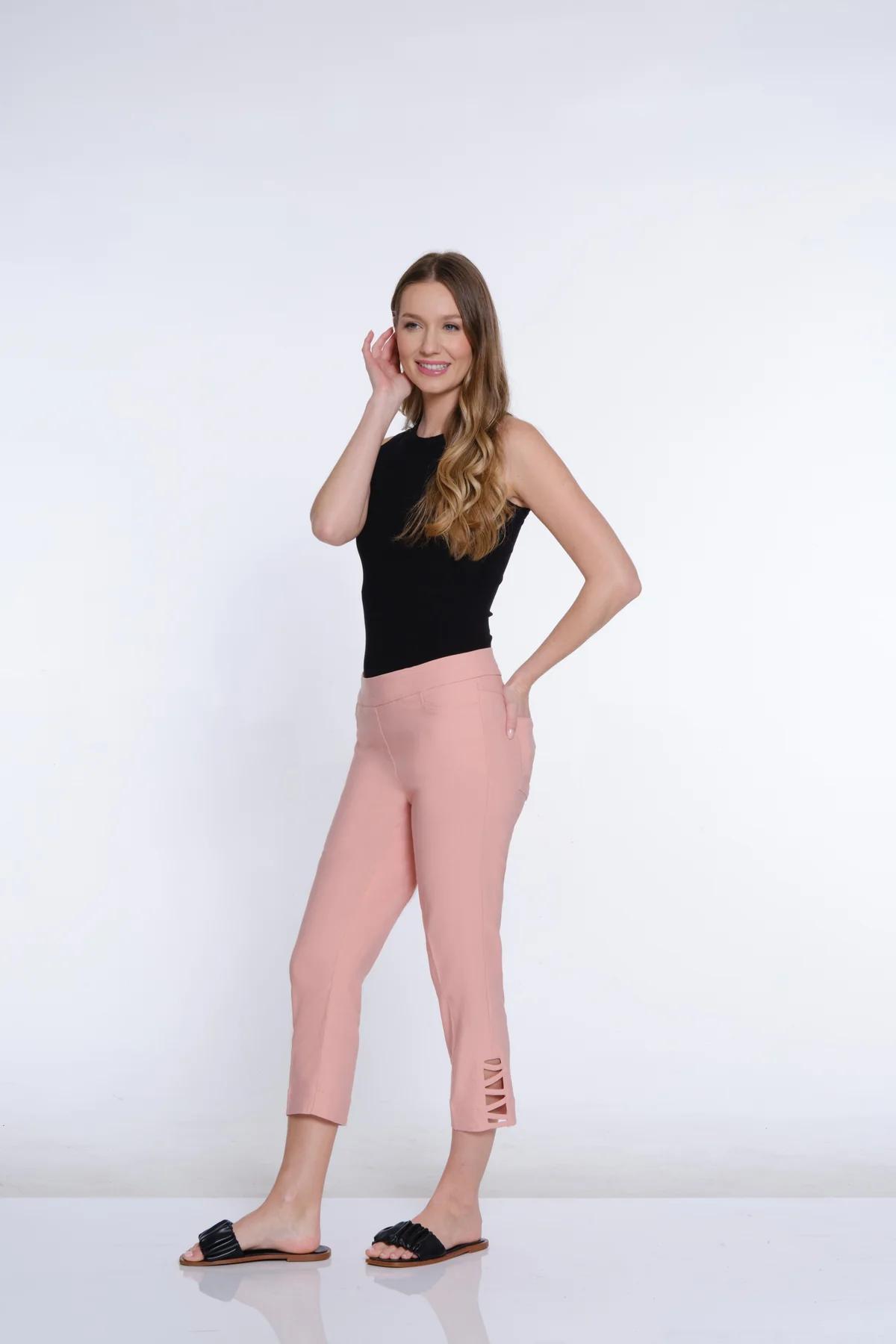 Twill Crop Pant with Zig-Zag Strap Hem Product Image