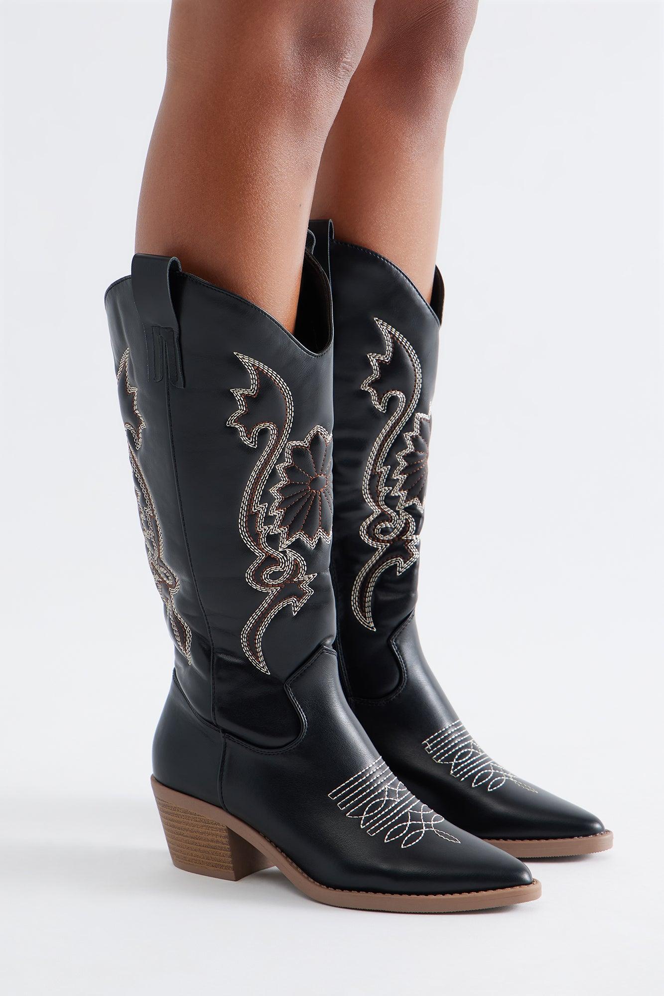 Hometown Knee High Cowboy Boots - Black Female Product Image