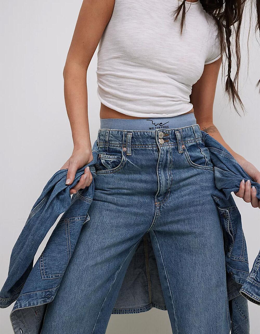 FREE PEOPLE Aster Womens Straight-Leg Jeans - MEDIUM WASH Product Image