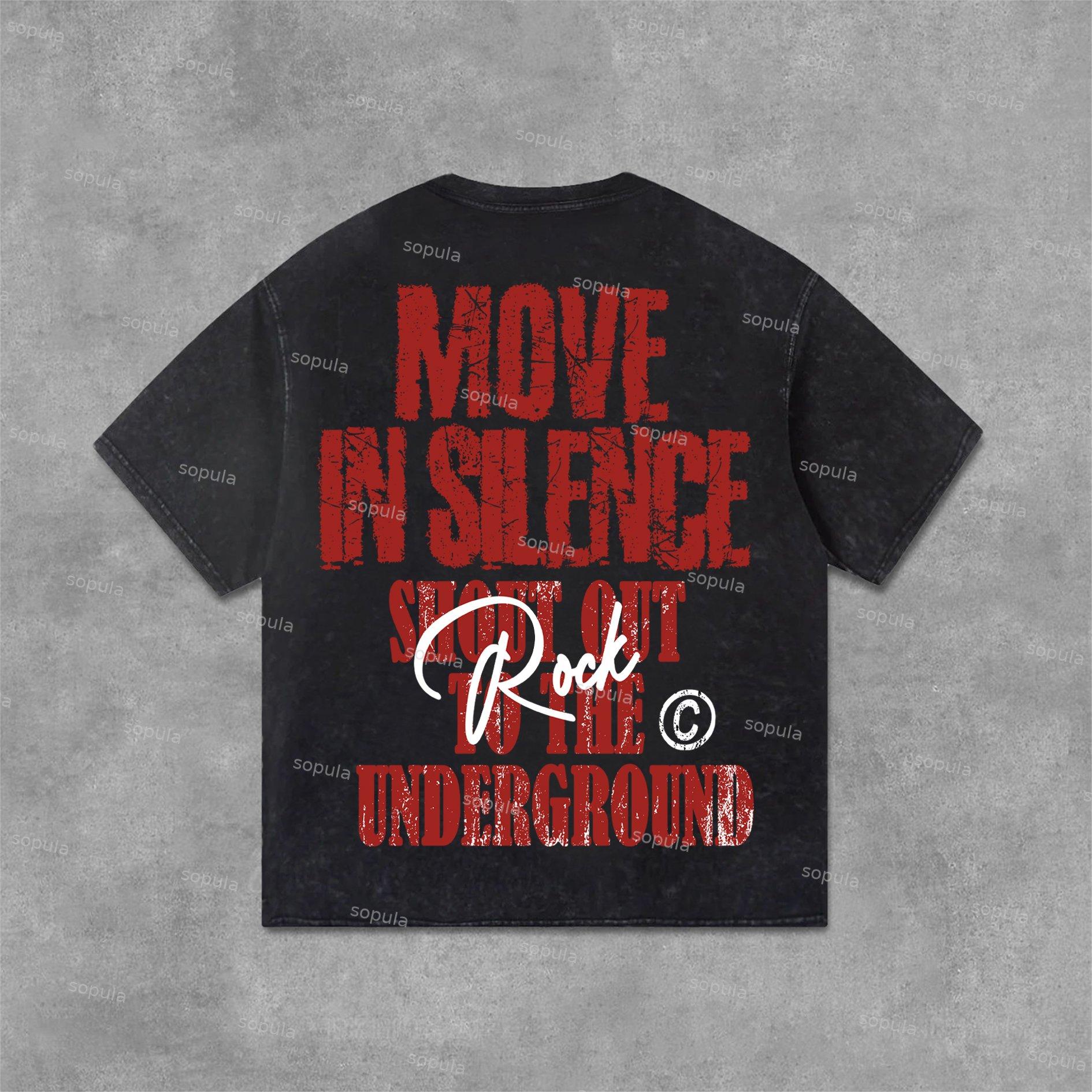 Sopula Move In Silence Graphic Print Acid Washed T-Shirt Product Image