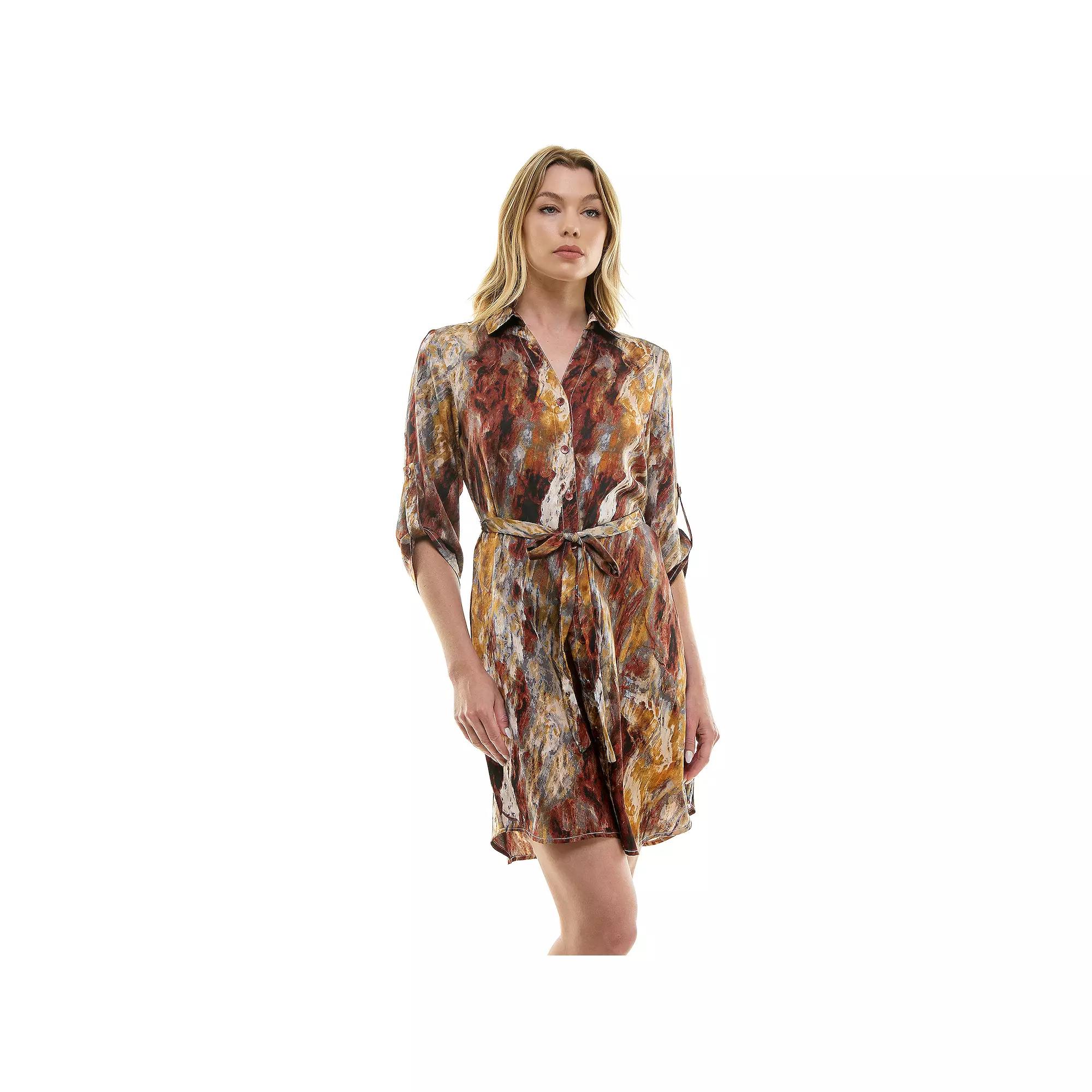 Women's Luxology Johnny Collar Satin Button Front Dress,  Product Image