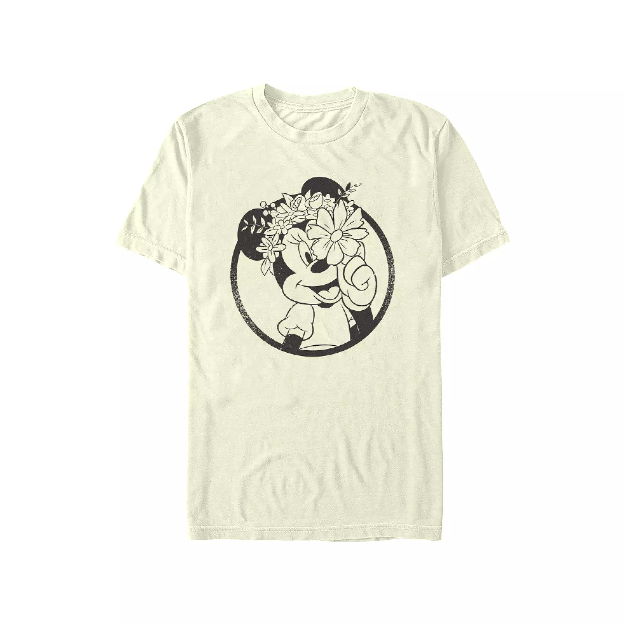 Disney's Minnie Mouse Flower Crown Juniors' Graphic Tee, Women's, Size: Medium, Natural Product Image