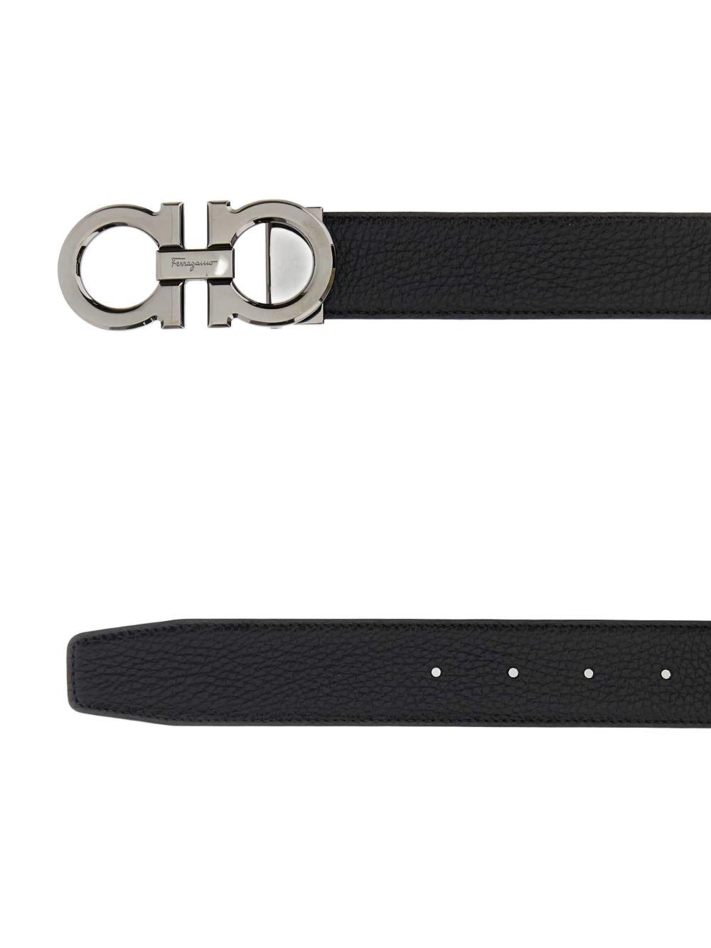 Gancini buckle reversible  leather belt Product Image