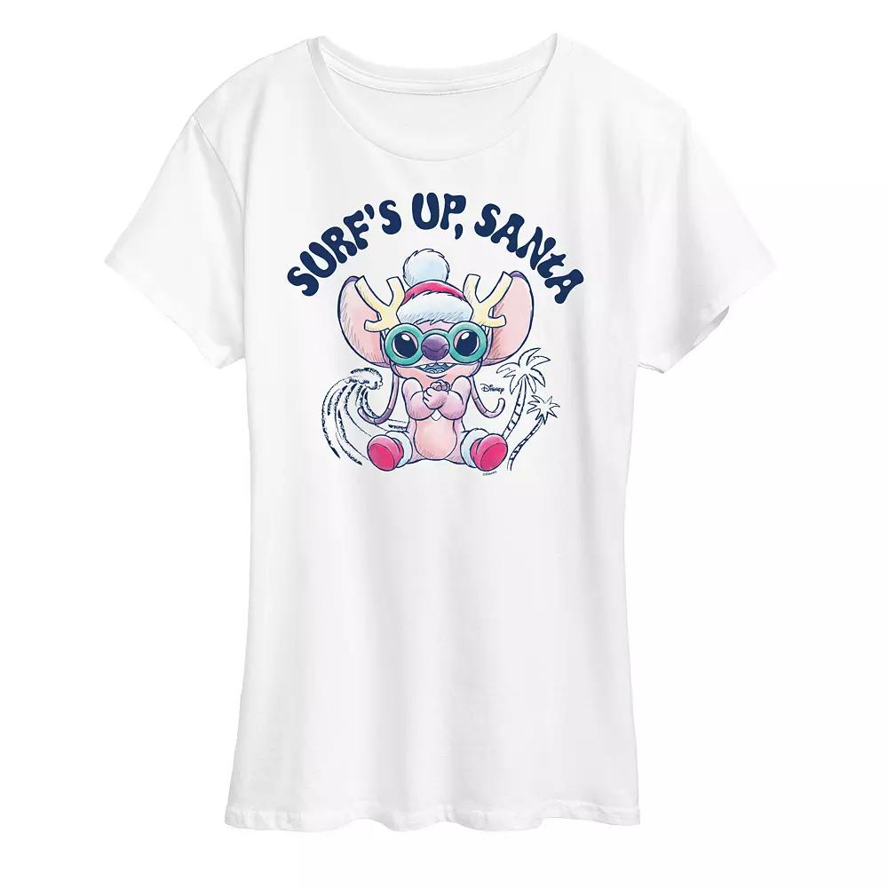 Disney's Lilo and Stitch Women's Surf's Up Santa Graphic Tee,  Product Image