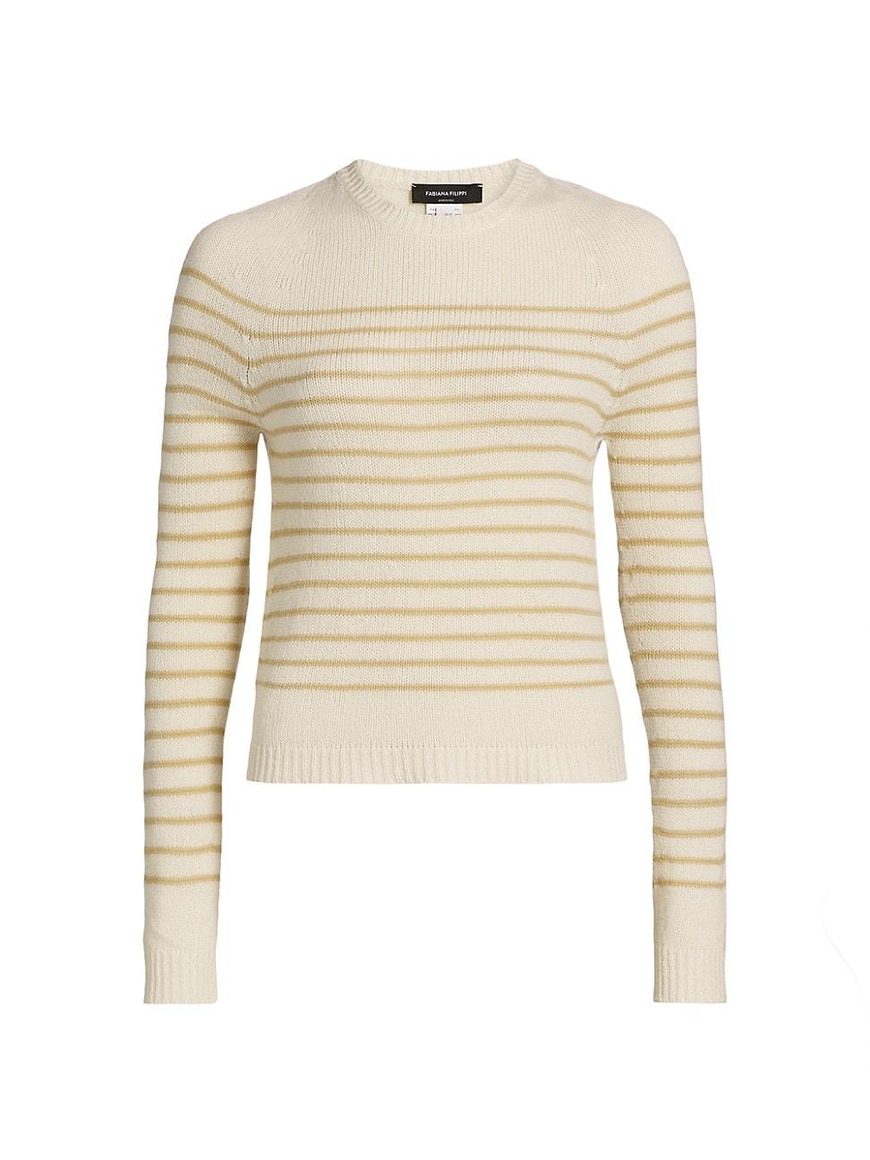 Womens Striped Cashmere Crewneck Sweater Product Image
